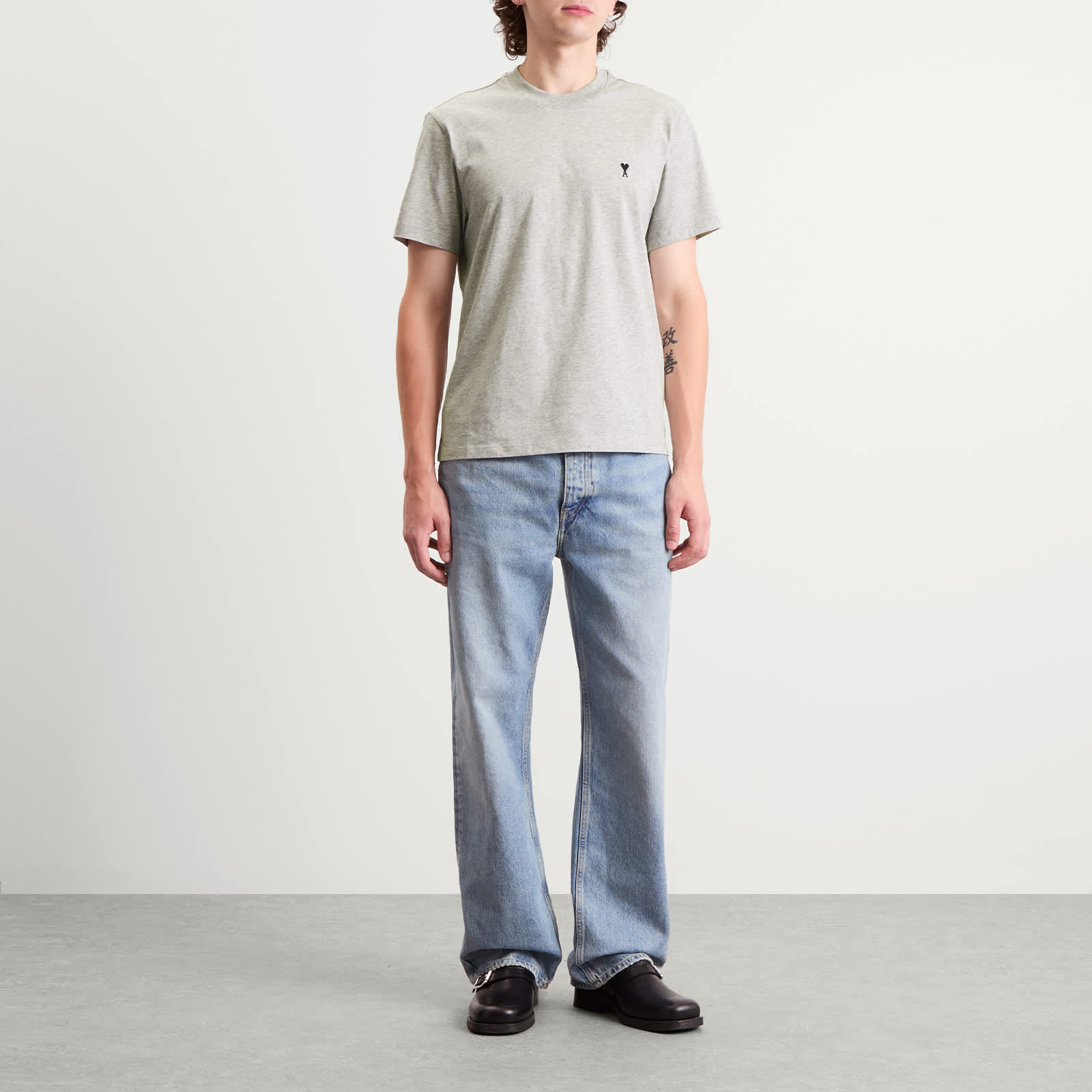 AMI Paris Light Jersey ADC T-Shirt - Gris Cendre Chine