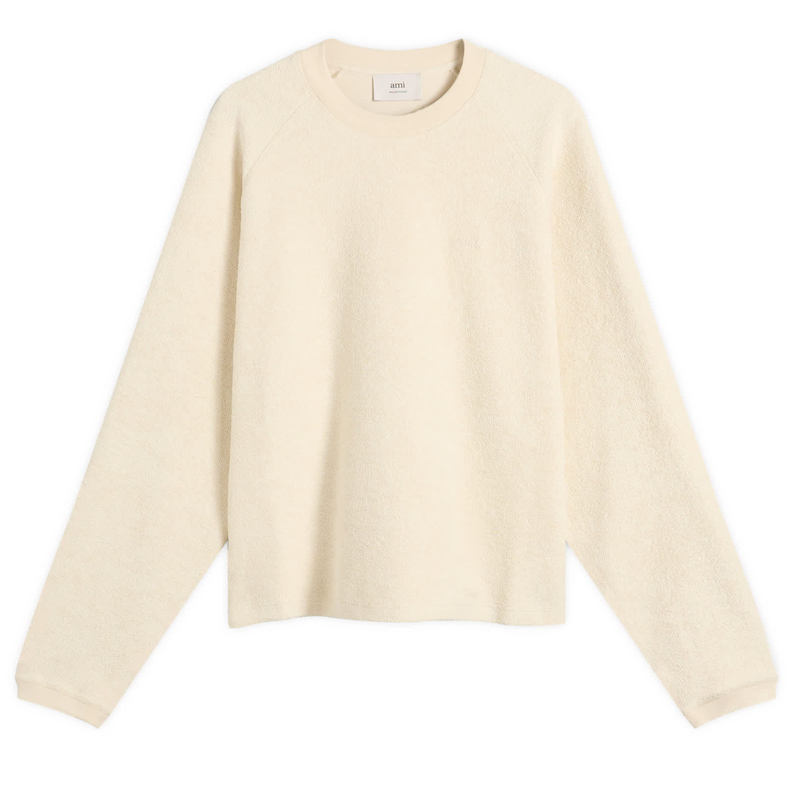AMI Paris Reversed Non Brushed Fleece Crewneck Sweatshirt - Ivoire