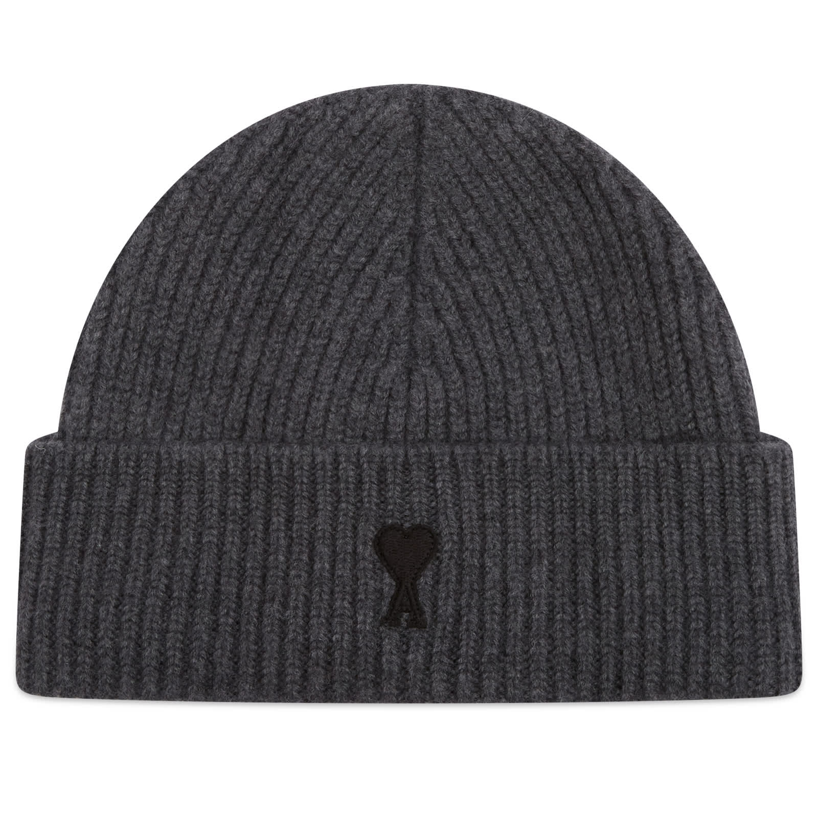 AMI Paris Felted Merino Wool Knit Beanie - Gris Chine/ Noir