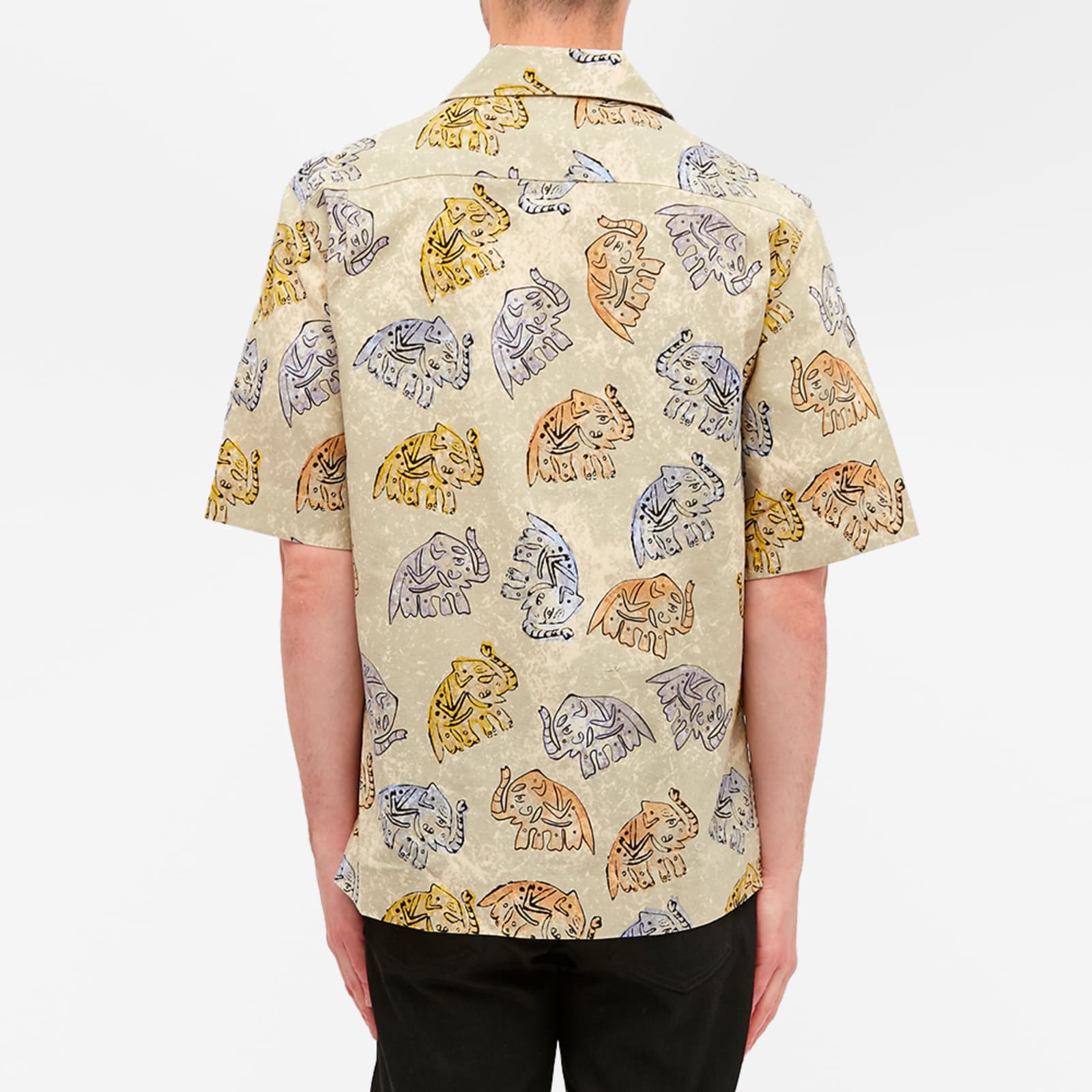 Acne Studios Simon Elephant Print Vacation Shirt - Beige