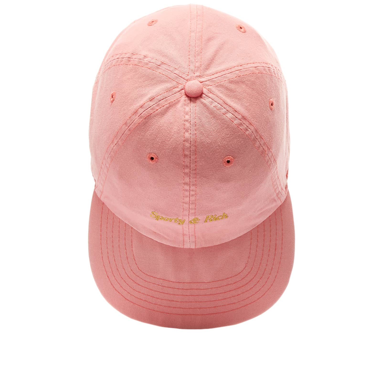 Sporty & Rich Classic Logo Hat Powder Pink & Gold END.