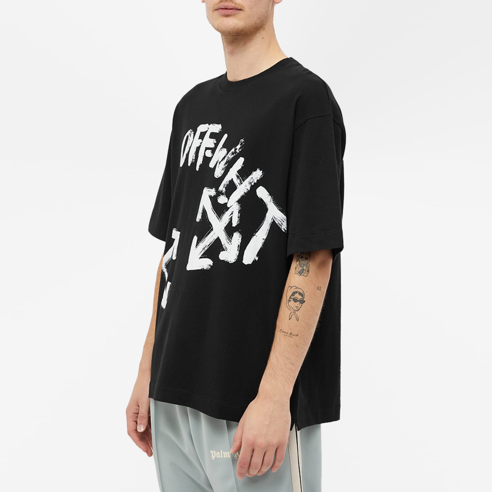 OffWhite Paint Script Oversized Skate TShirt Black END.