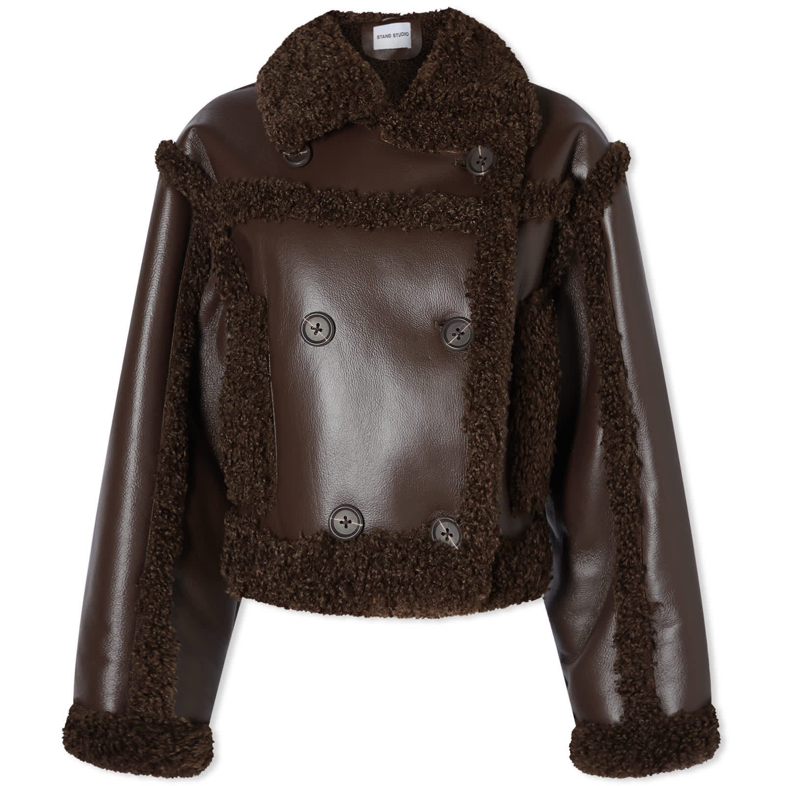 Stand Studio Kristy Faux Shearling Jacket Dark Brown END.