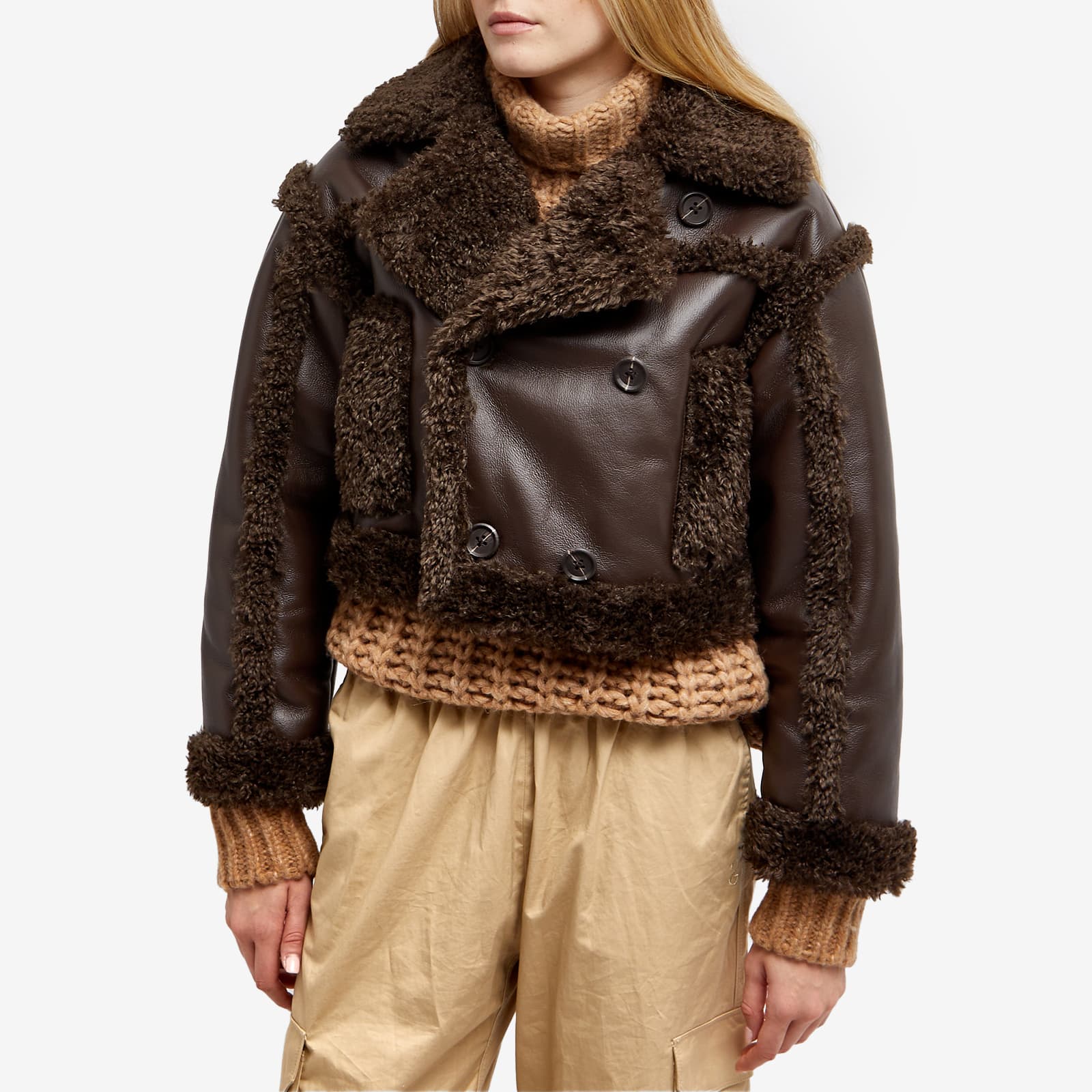 Stand Studio Kristy Faux Shearling Jacket Dark Brown END.