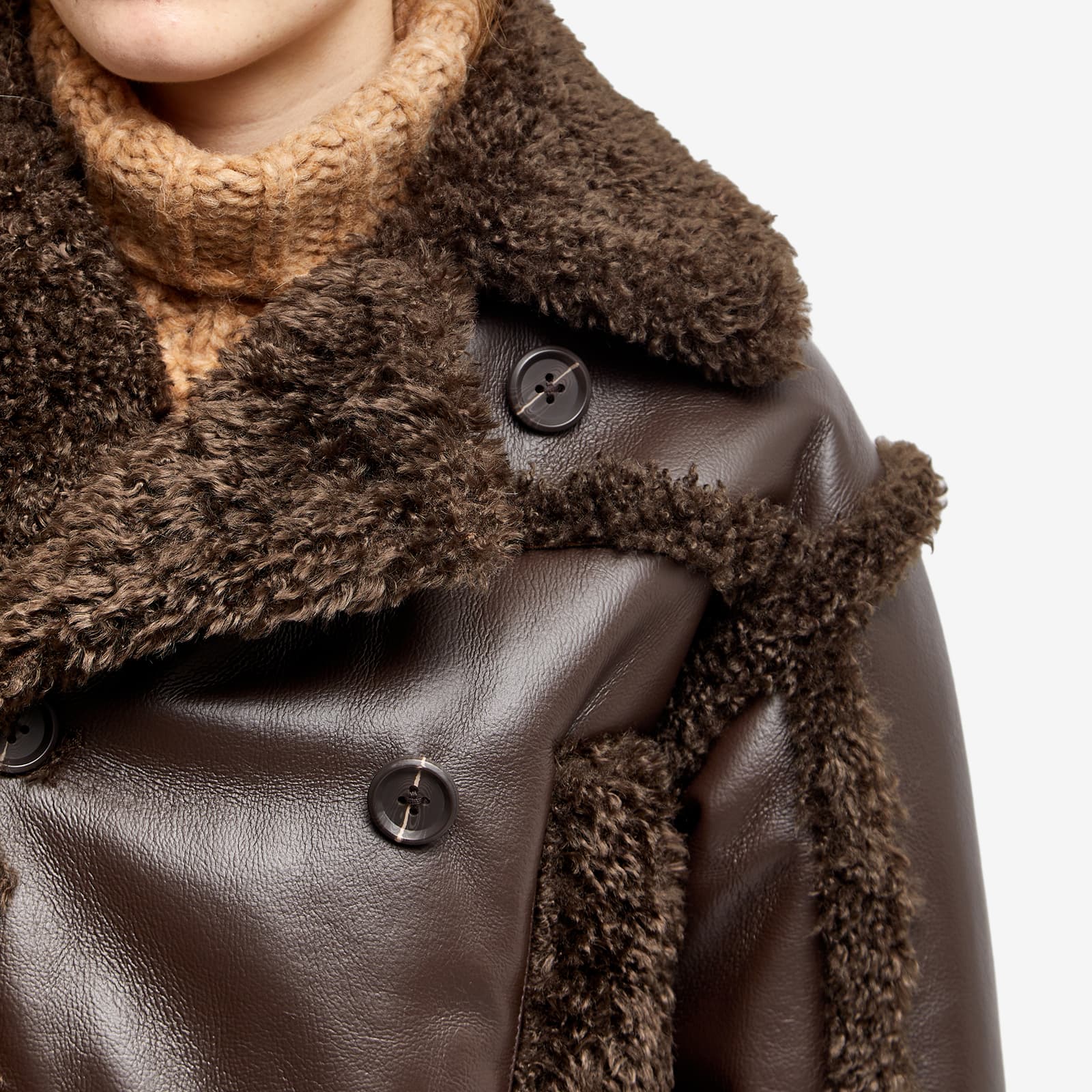 Stand Studio Kristy Faux Shearling Jacket Dark Brown END.