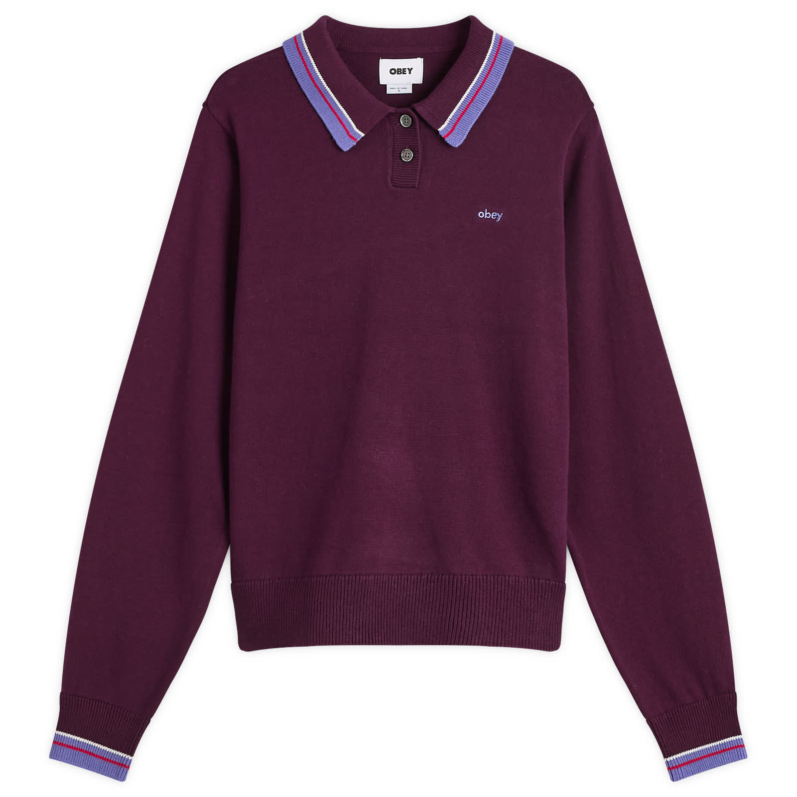 Obey Goalie Polo Sweater - Beet