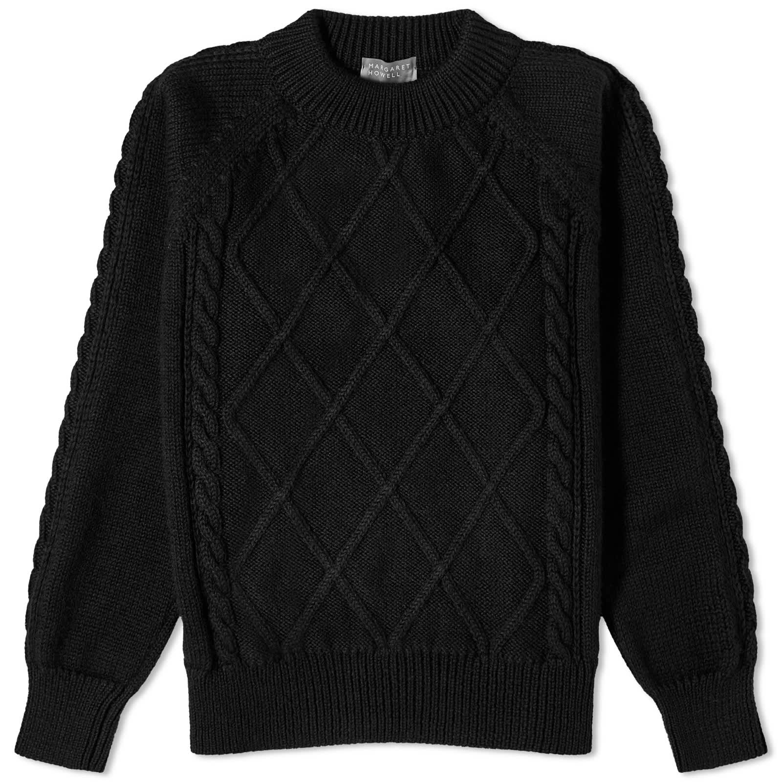 Margaret Howell Chunky Aran Crew Knit - Black