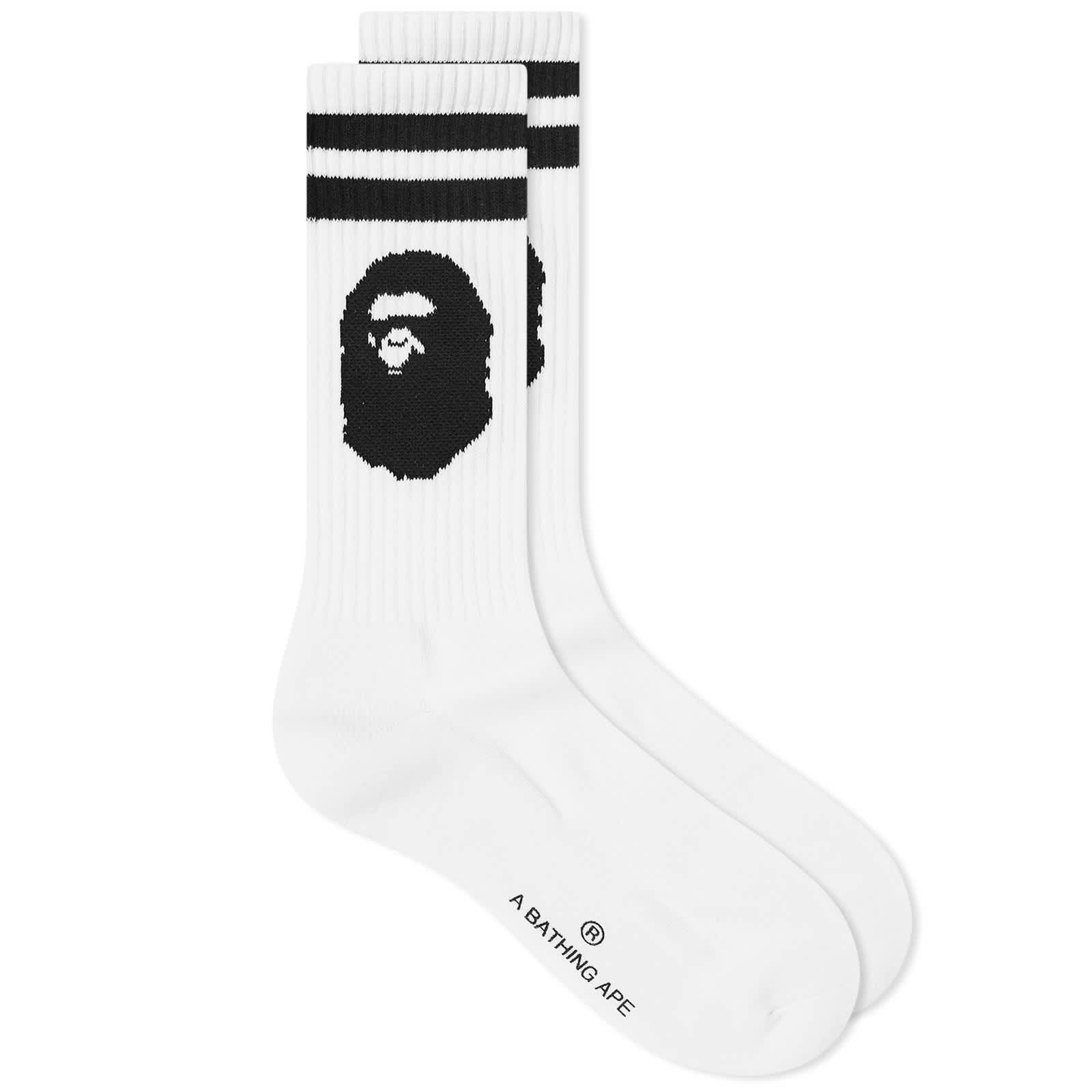 A Bathing Ape Ape Head Line Socks White END.