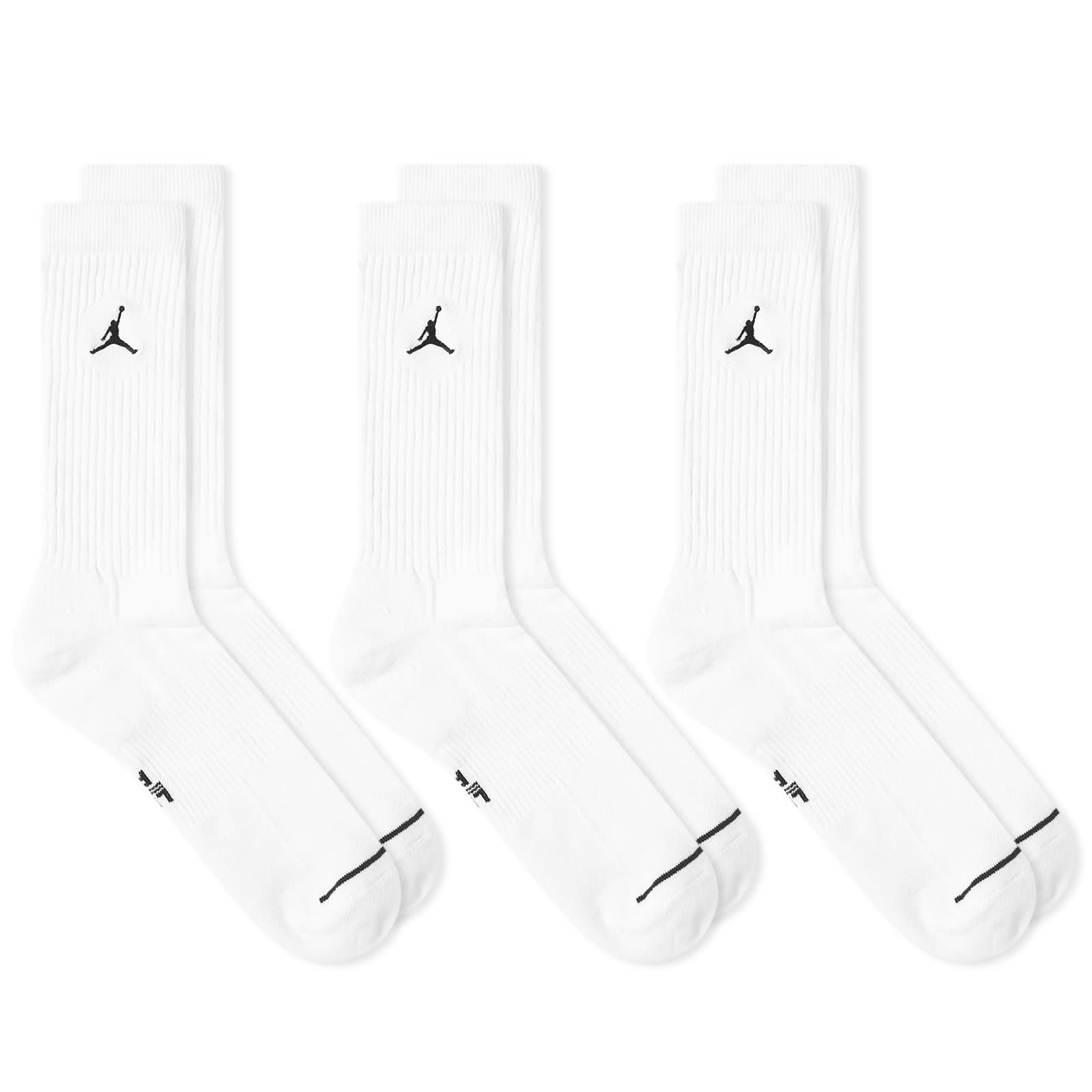 Air Jordan Everyday Cushion Crew Sock 3 Pack White & Black END.