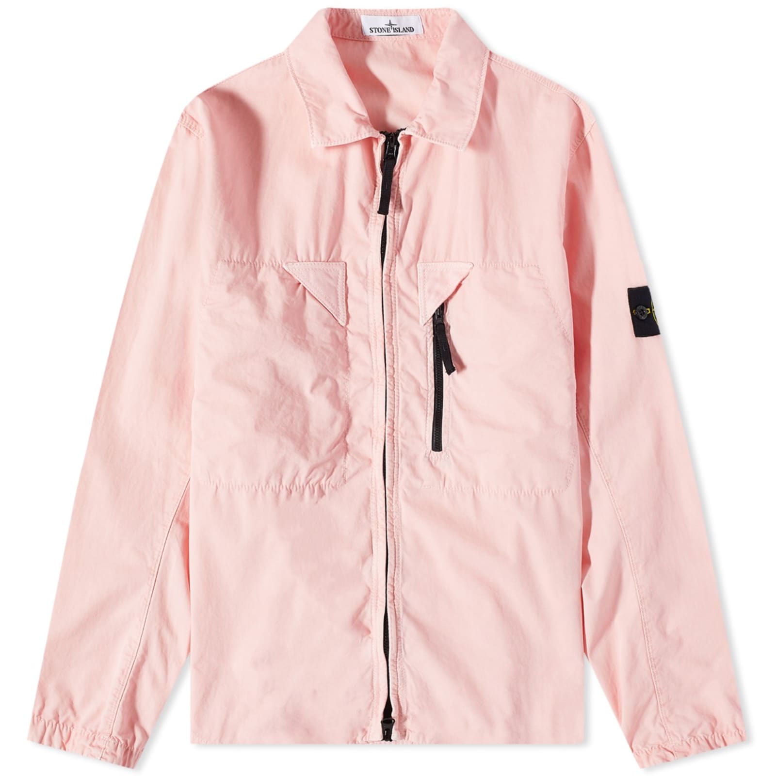 Stone Island Brushed Cotton Canvas Zip Shirt Jacket Pink END. (GB)