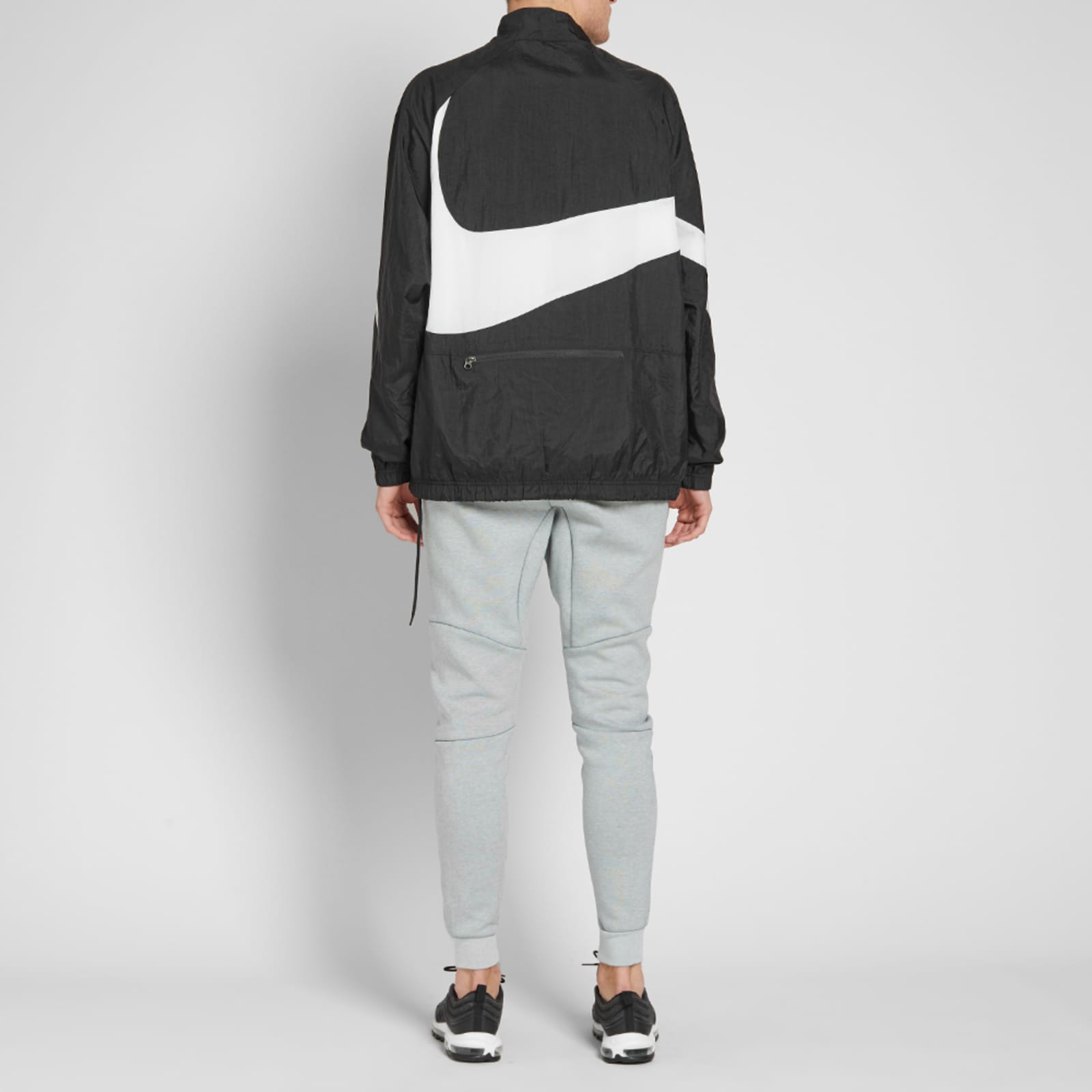 Nike Swoosh Half Zip Woven Jacket - Black & White