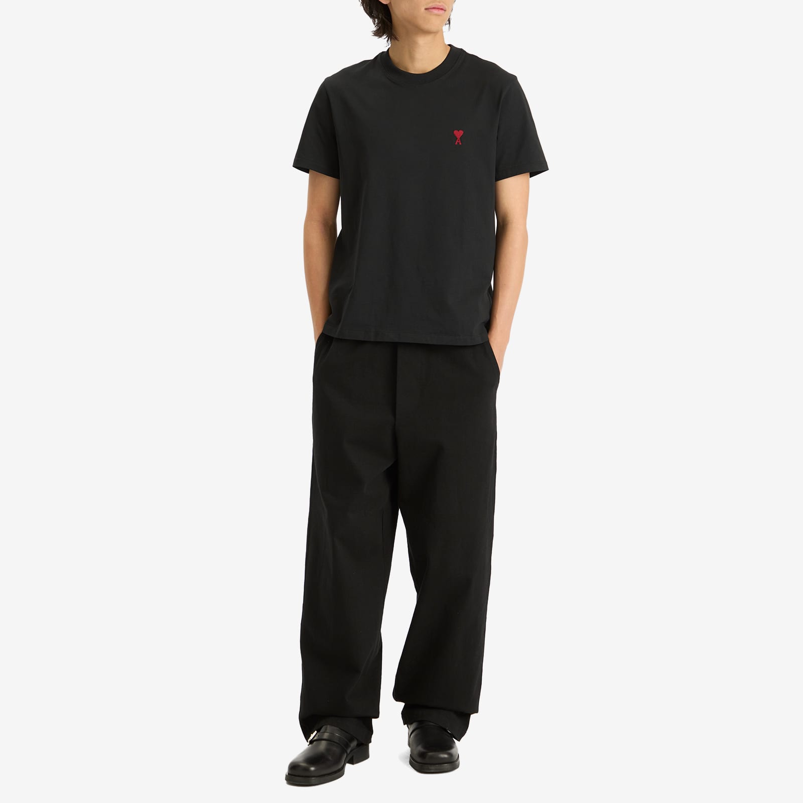 AMI Paris Small Red ADC Classic T-Shirt - Black