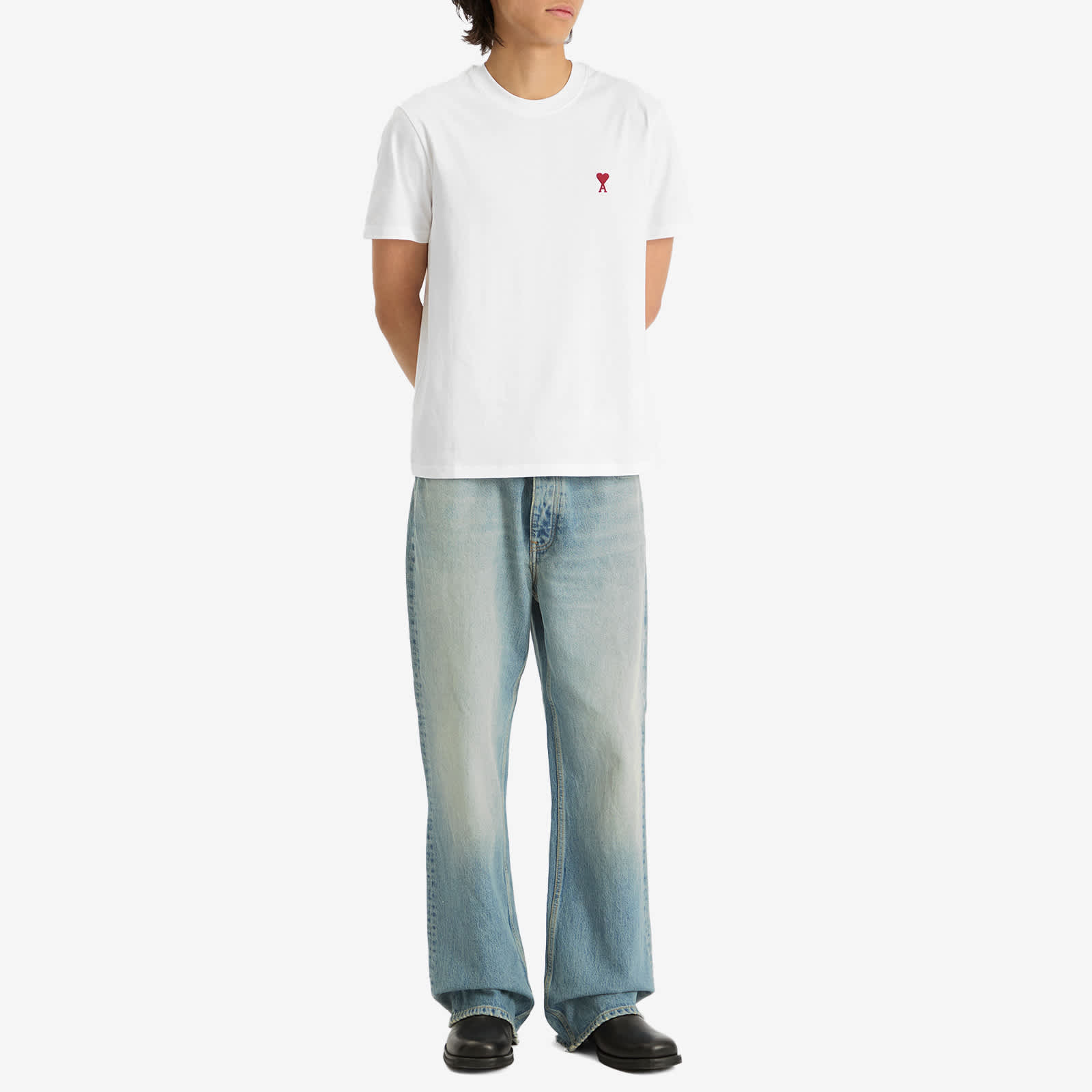 AMI Paris Small Red ADC Classic T-Shirt - White