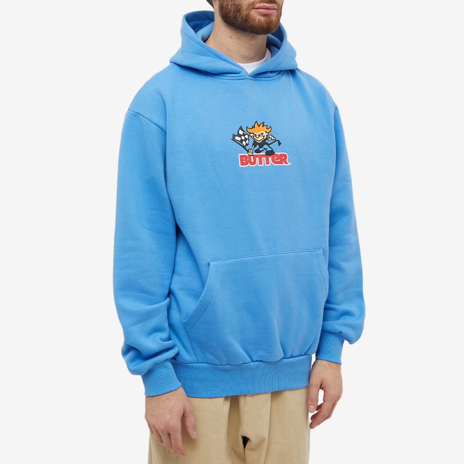 Butter Goods Racing Logo Hoodie Lake Blue END.