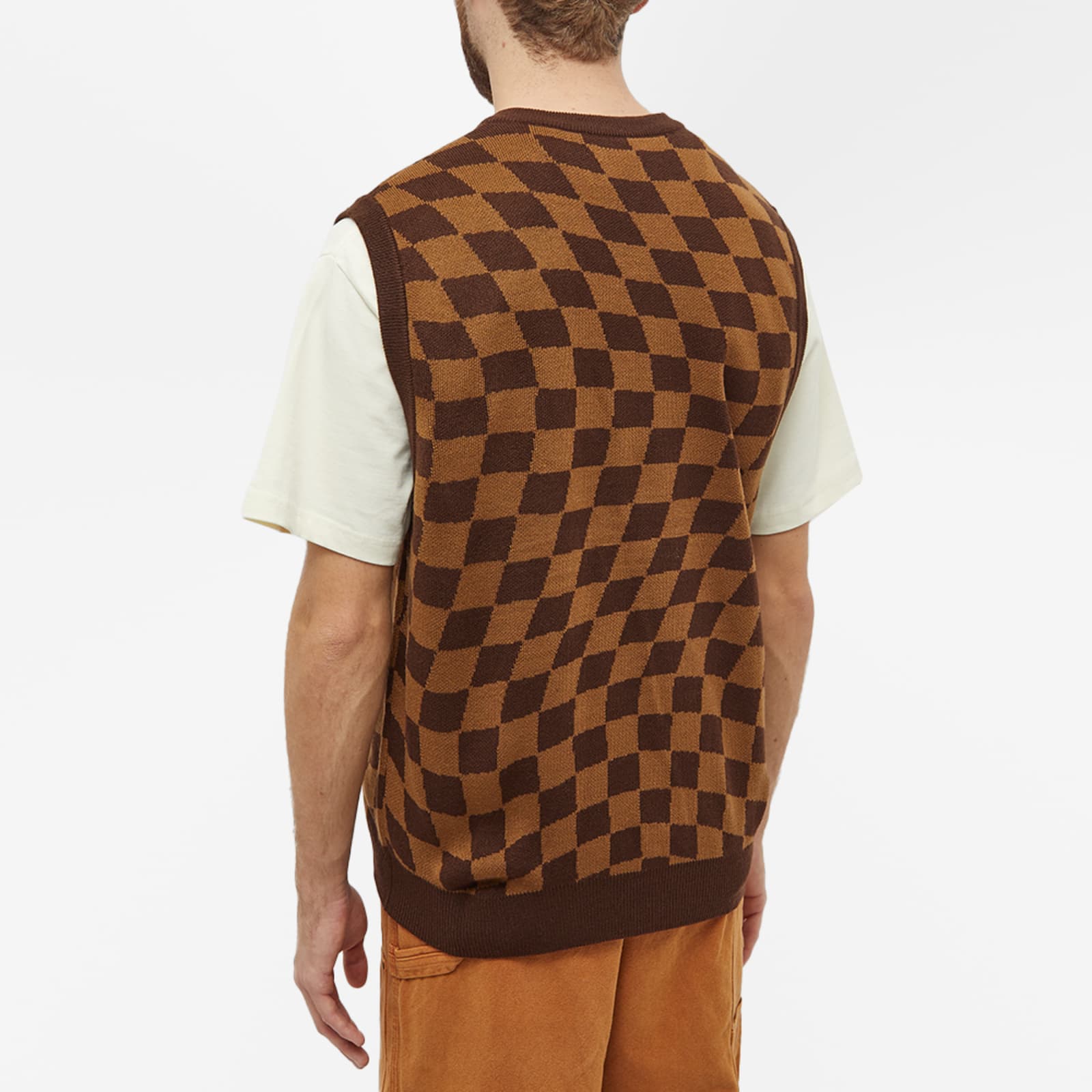 Butter Goods Checker Knit Vest Chestnut & Oak END. (US)