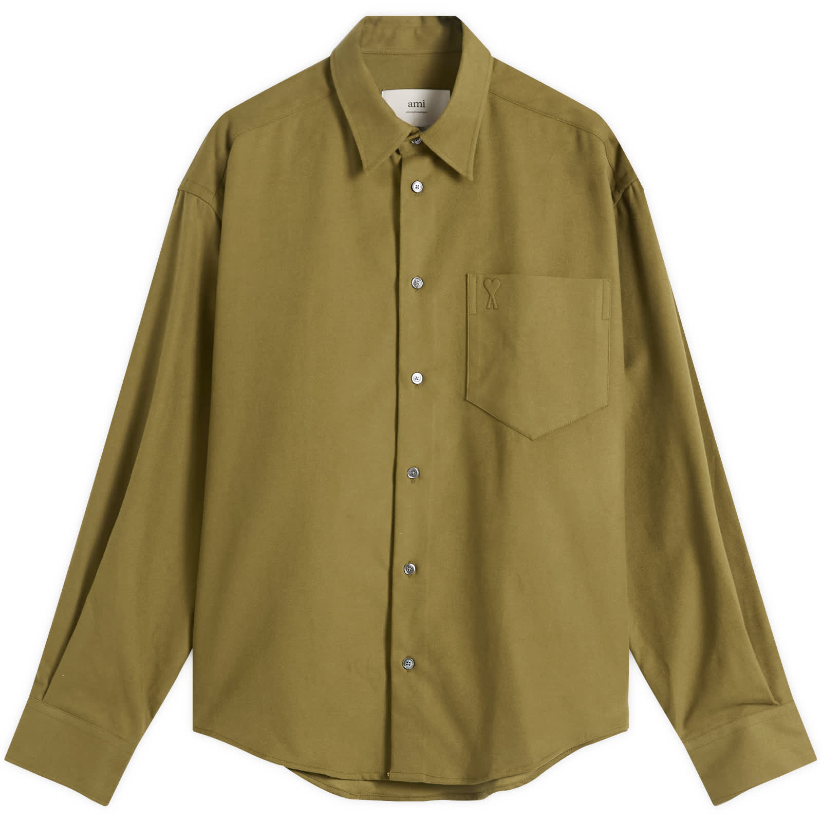 AMI Paris Brushed Cotton Oxford Boxy Shirt - Bronze