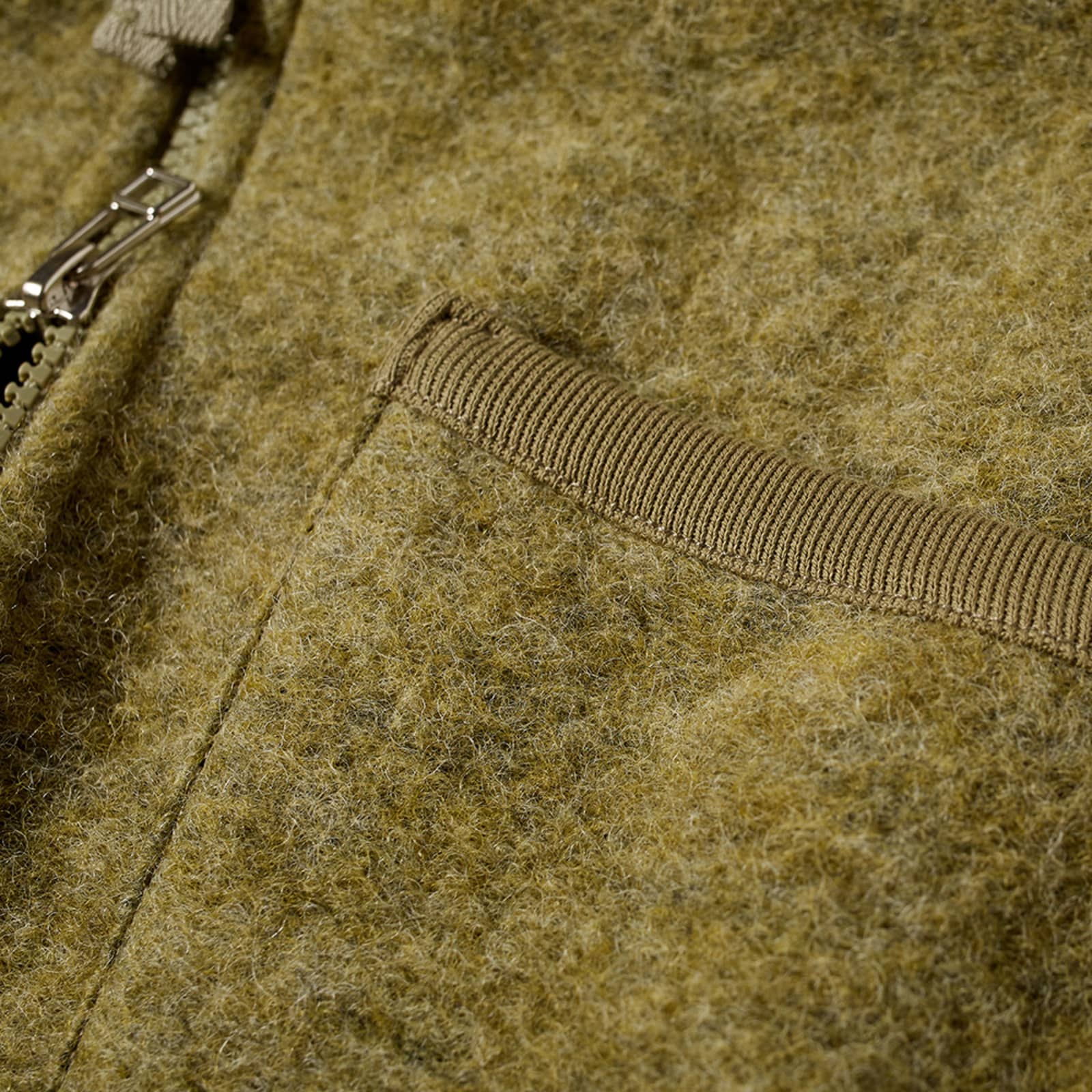 Universal Works Zip Wool Fleece Waistcoat Light Olive END.