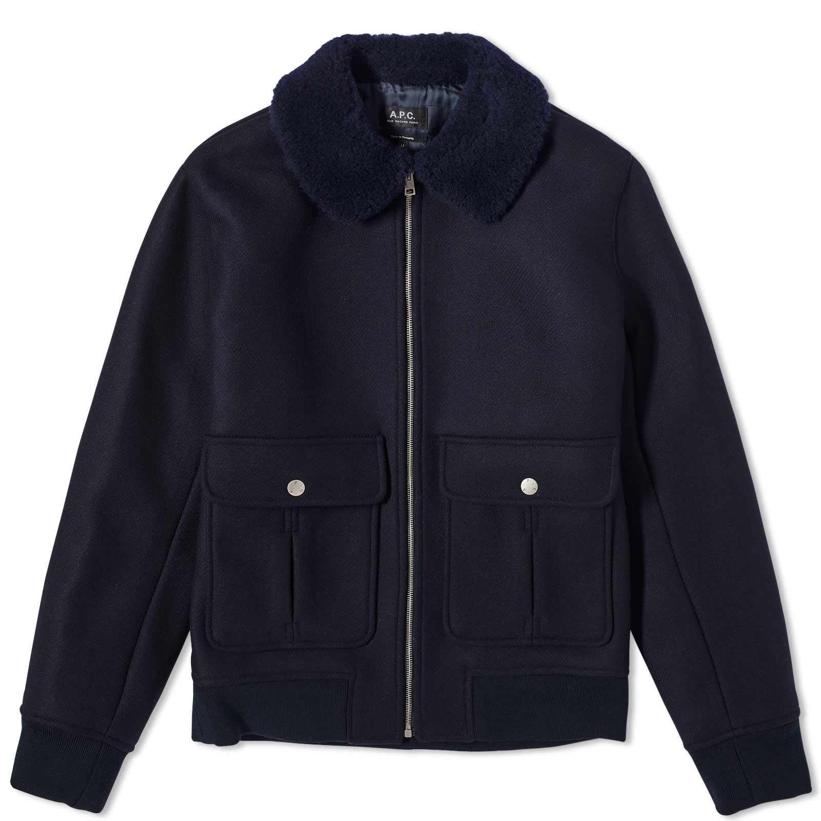 A.P.C. Ben Faux Fur Collar Jacket Dark Navy END. (GB)