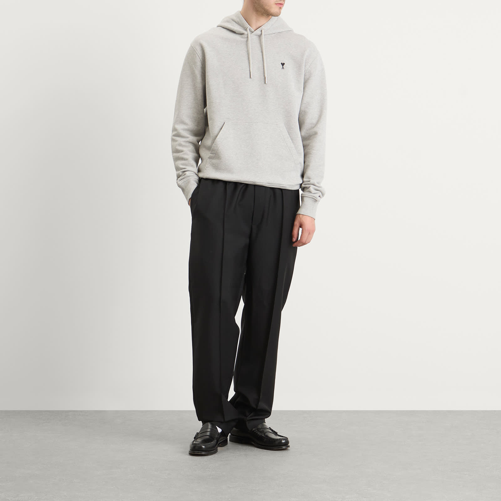 AMI Paris Loopback Light Fleece ADC Hoodie - Gris Cendre Chine