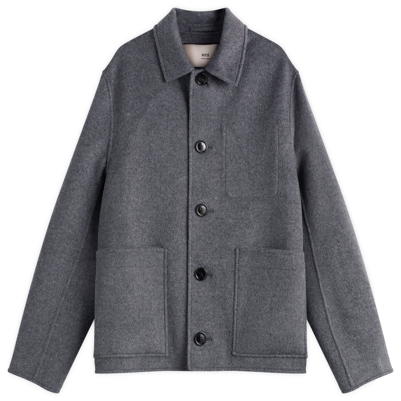AMI Paris Double Faced Wool Cashmere Ball Jacket - Gris Chine