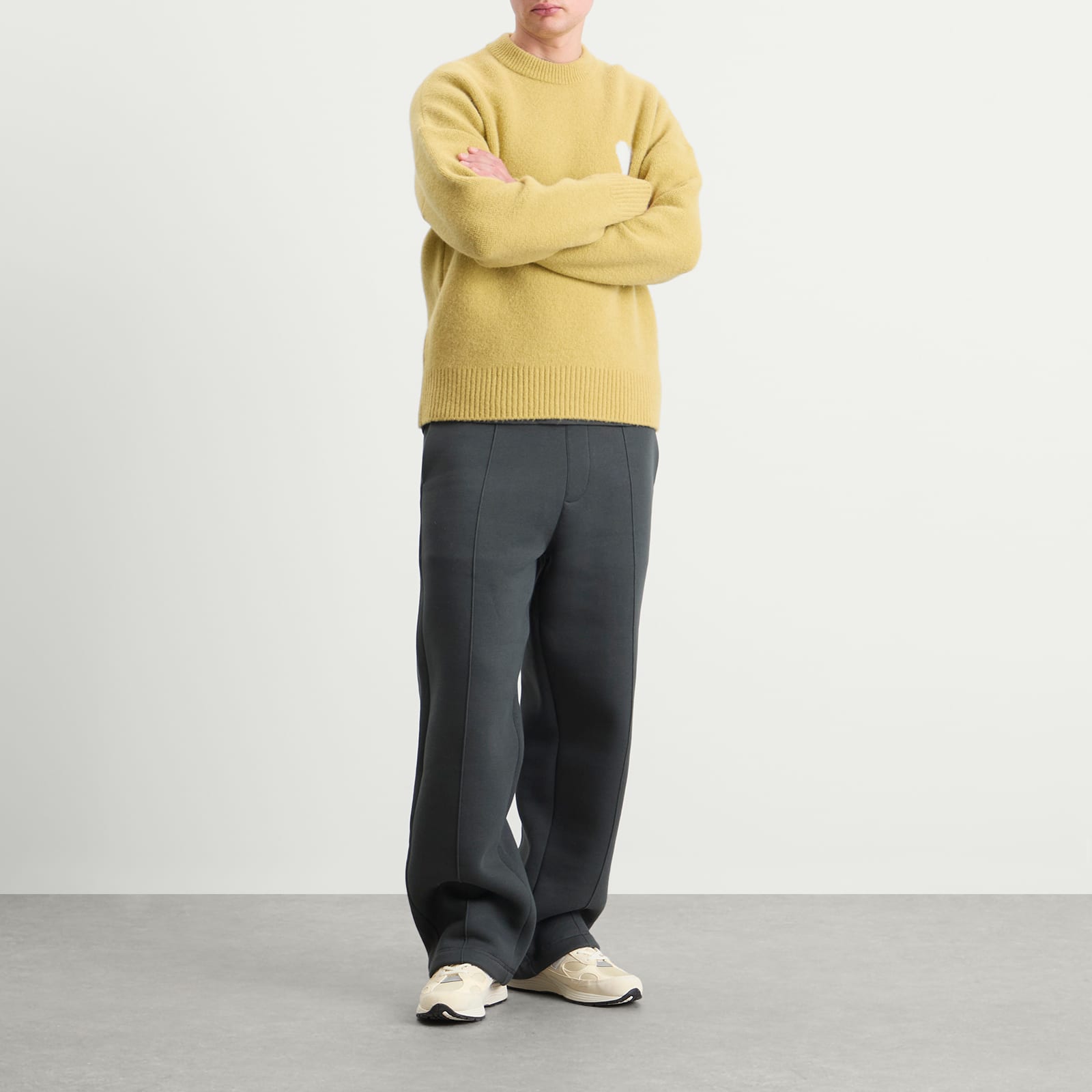 AMI Paris Alpaca Knit ADC Crew Neck Jumper - Anis/Ecru