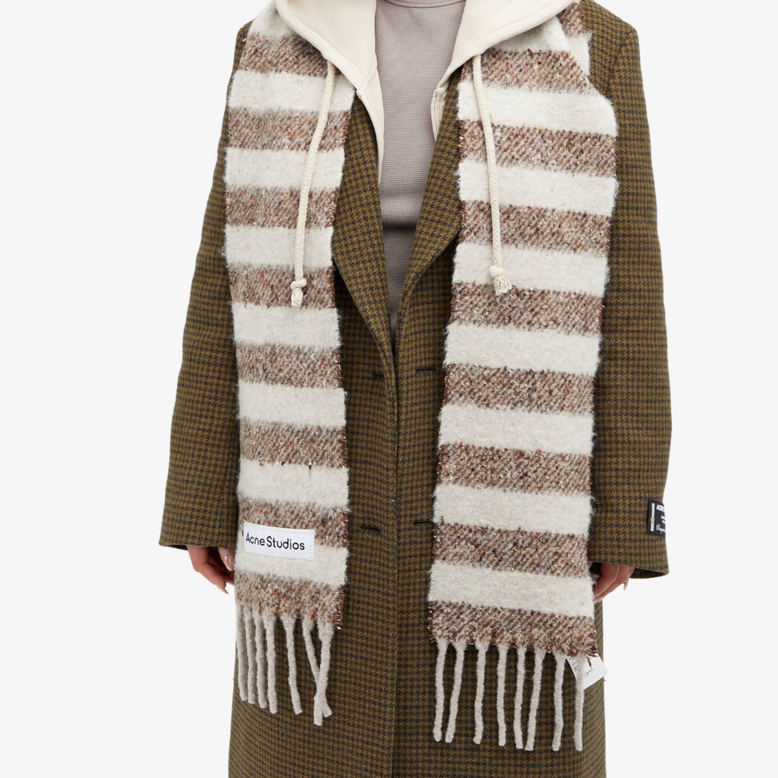 Acne Studios Stripe Knit Scarf - Dark Brown&Beige