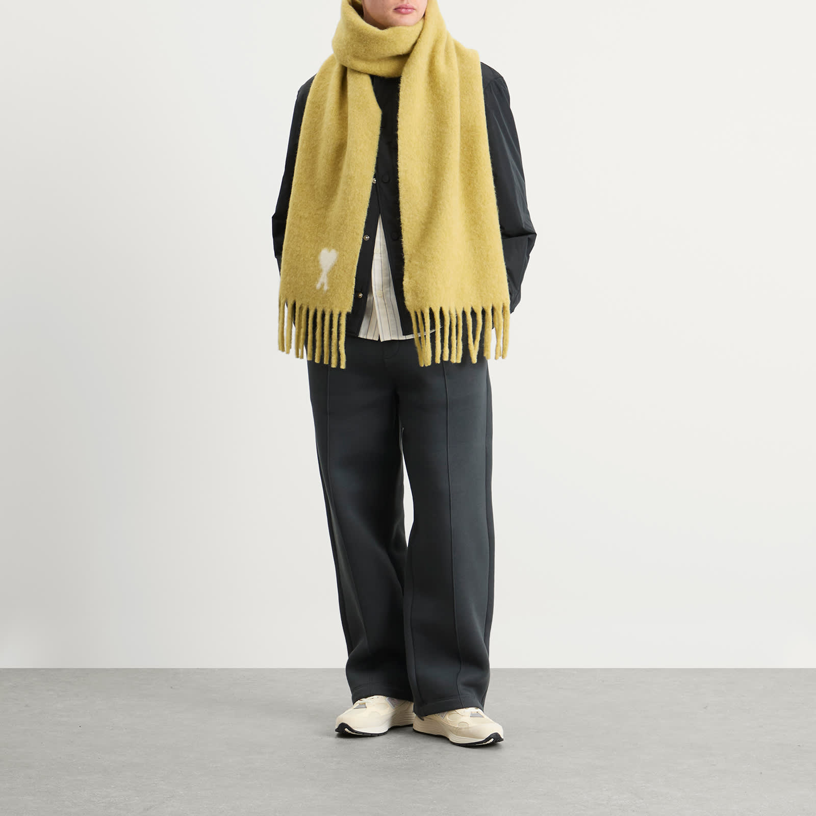 AMI Paris Hairy Alpaca Wool Scarf - Anis