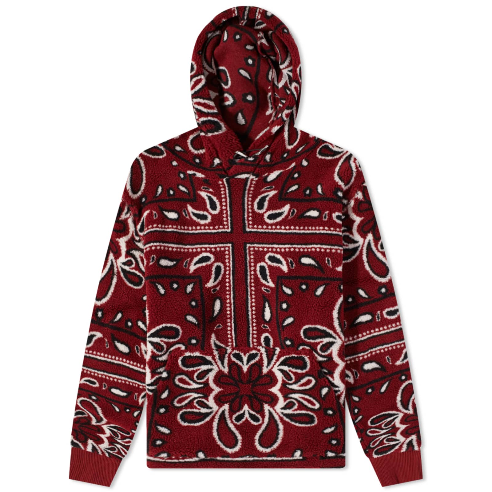 AMIRI Printed Bandana Polar Fleece Hoodie Red & Black | END. (US)