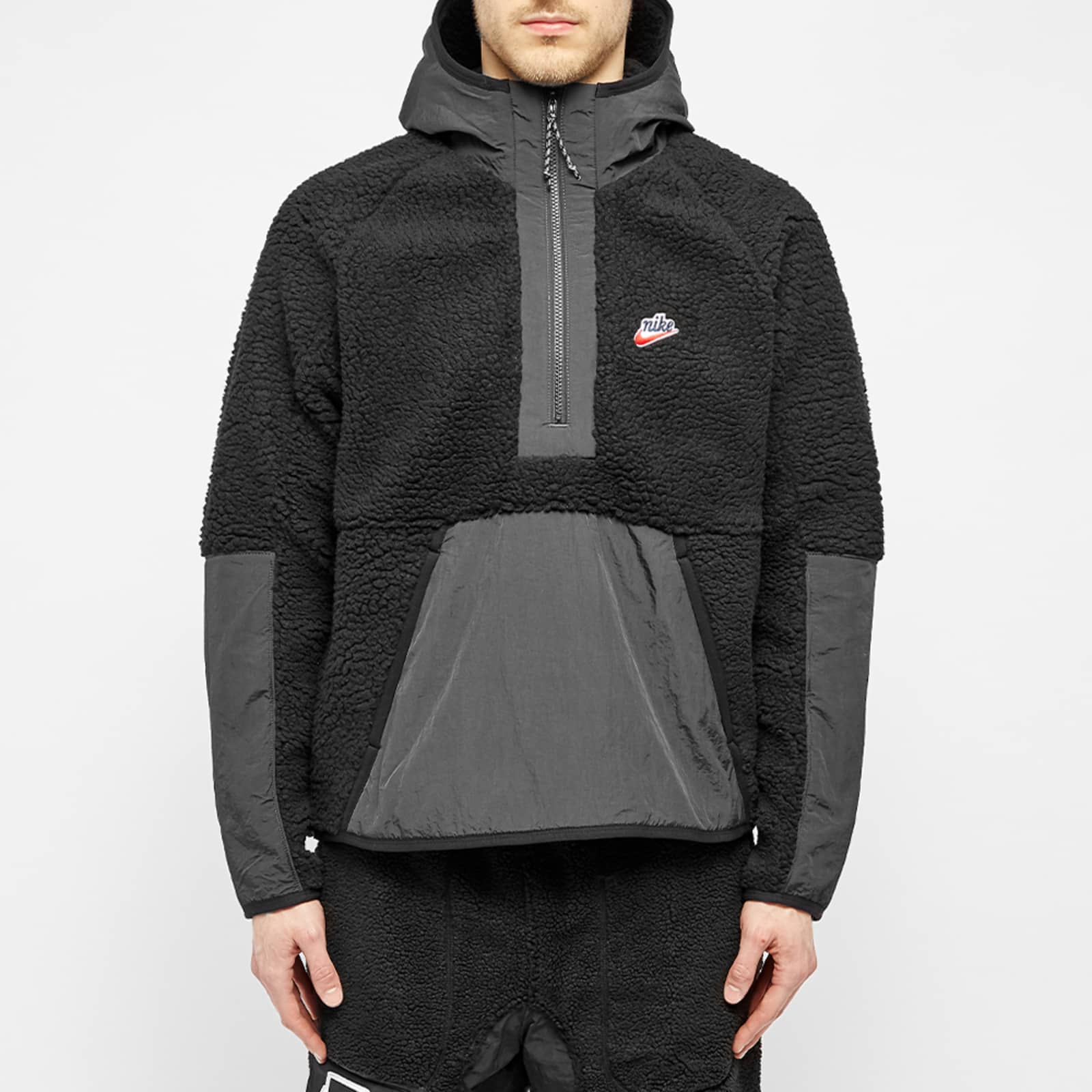 Nike Heritage Sherpa Half Zip Hoody - Black & Off-Noir