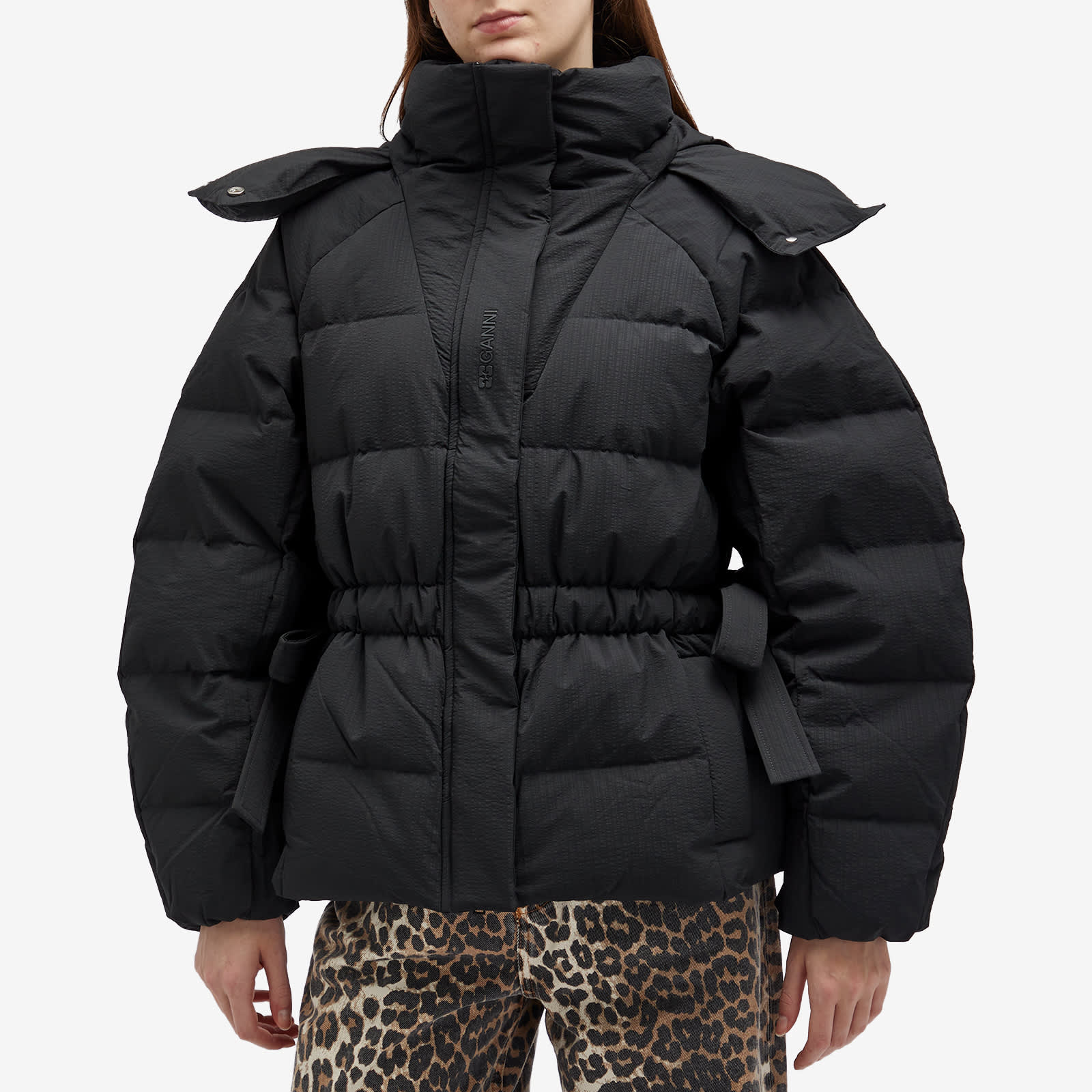 GANNI Tech Seersucker Oversized Puffer Jacket
