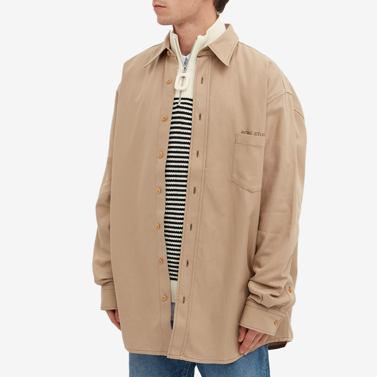 Acne Studios Sandros Linen Blend Logo Shirt