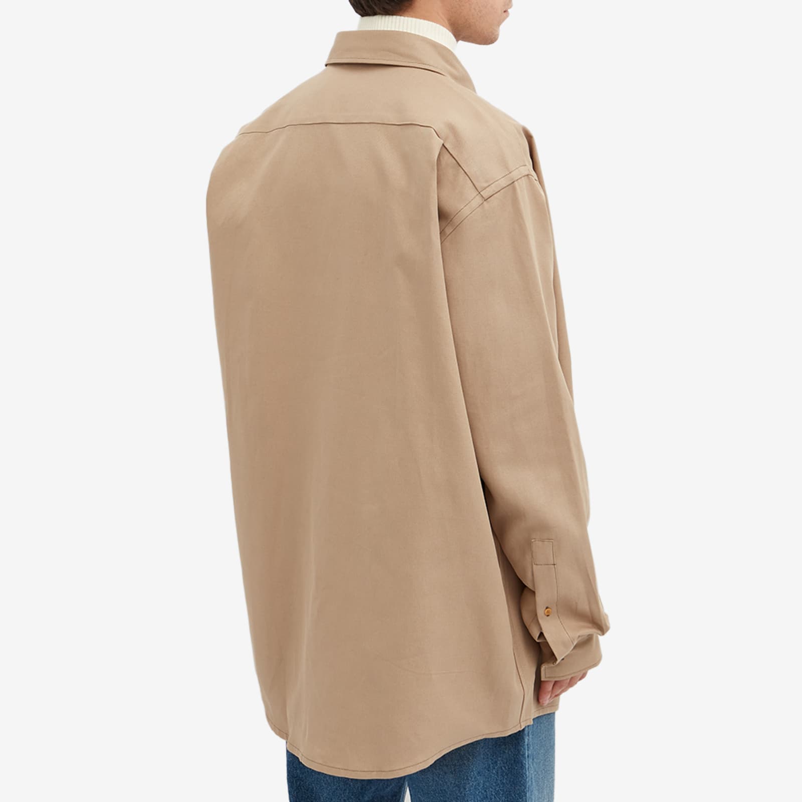 Acne Studios Sandros Linen Blend Logo Shirt - Beige