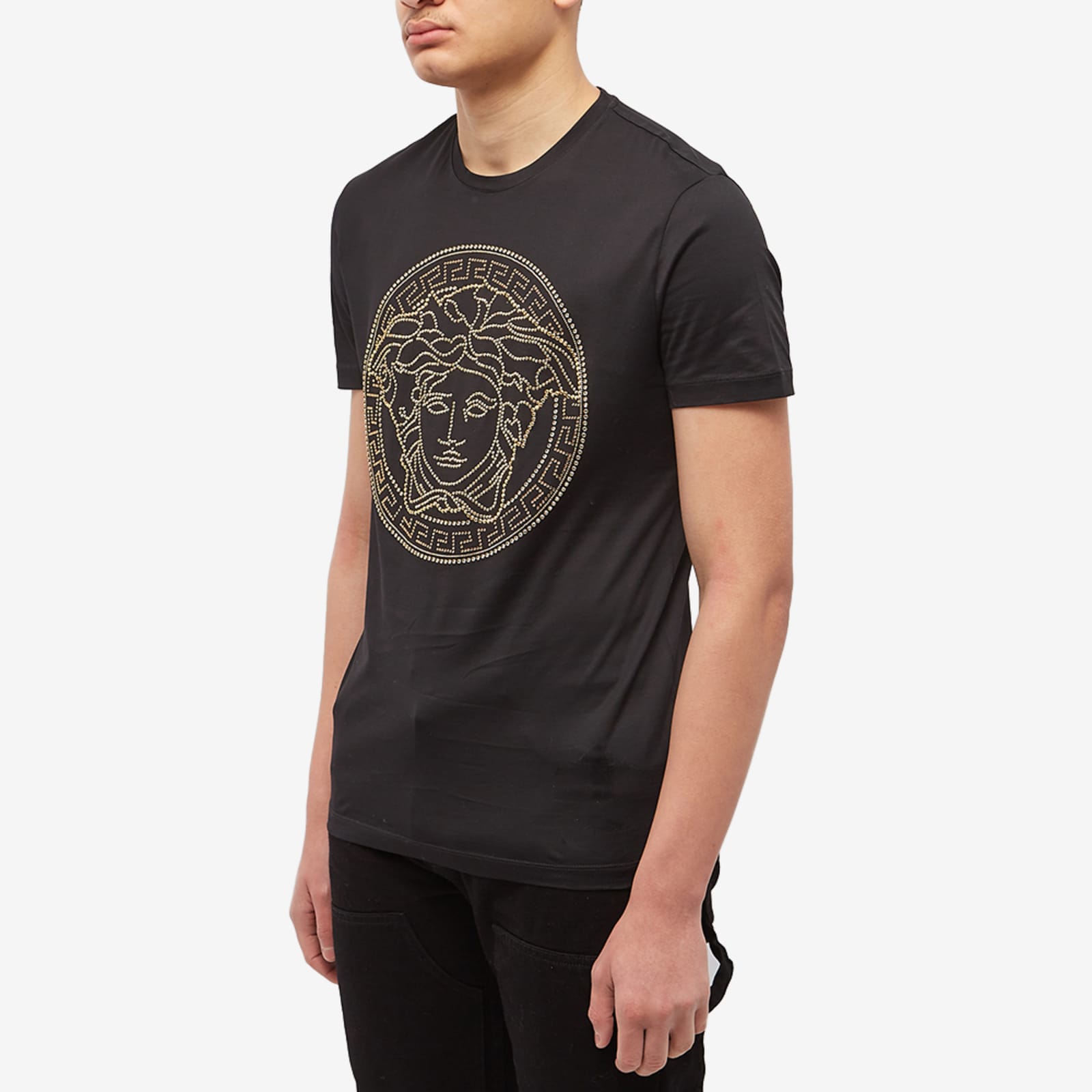 Versace Embellished Medusa TShirt Black & Gold END.
