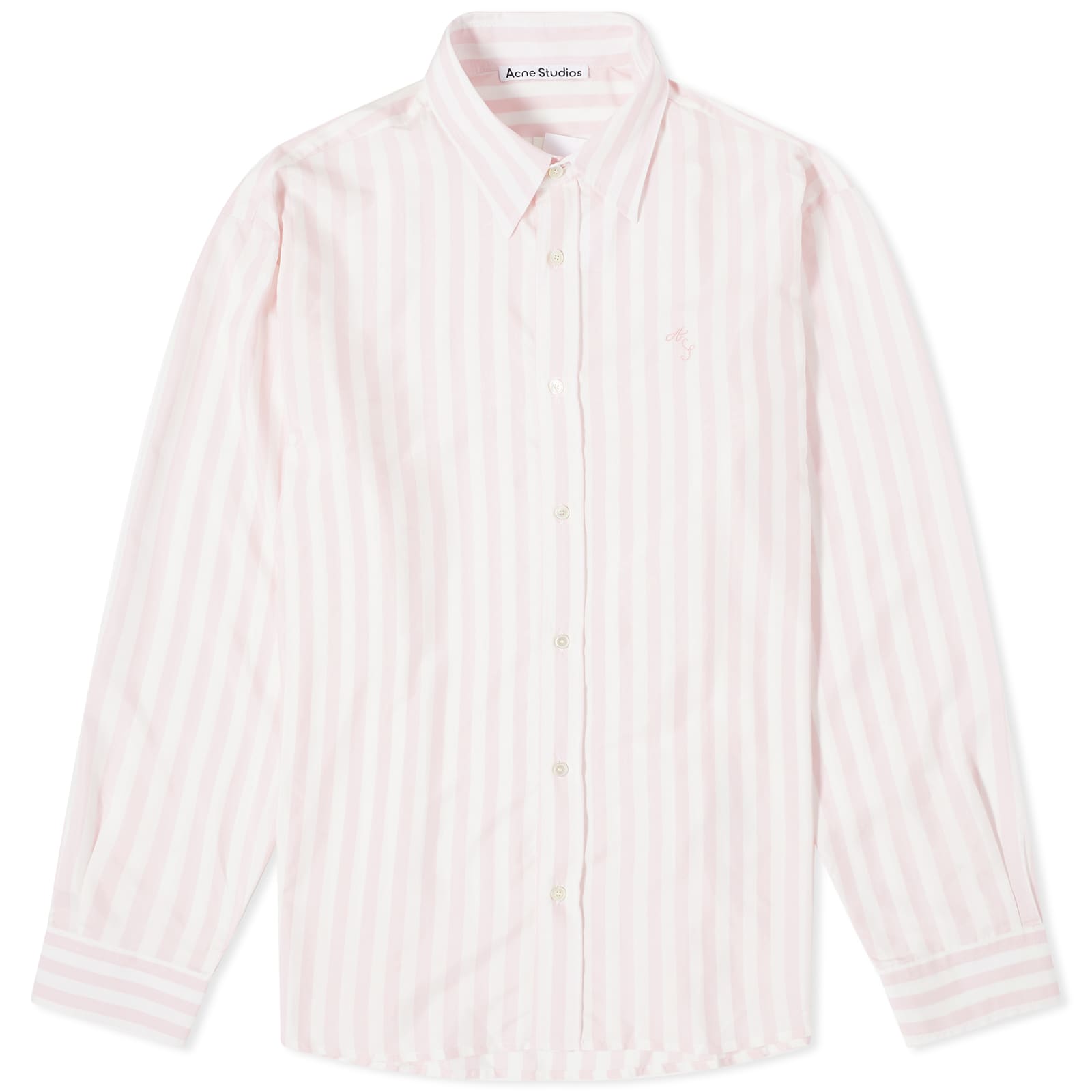 Acne Studios Sandrok Matt Stripe Shirt Pink & White | END.