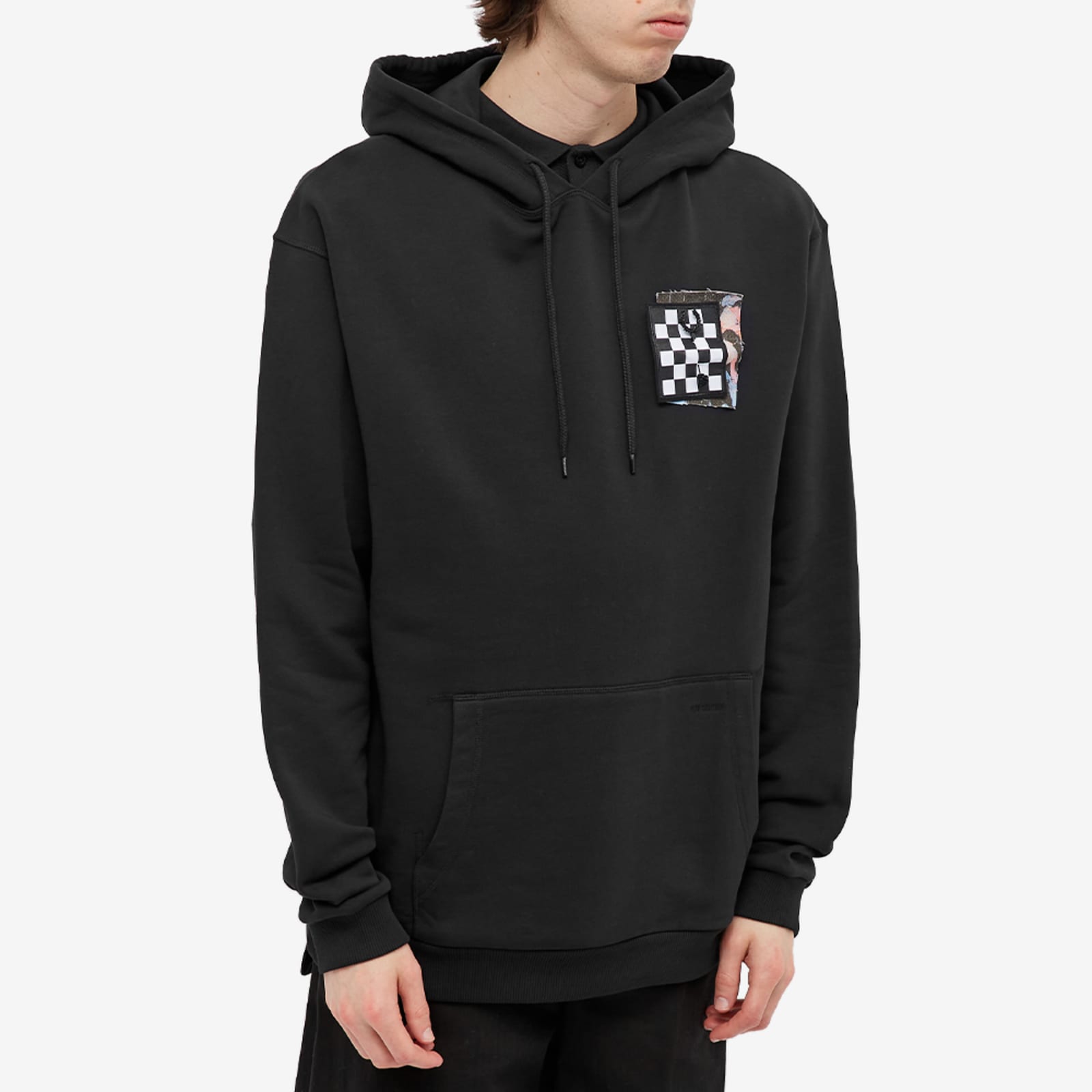 Fred Perry x Raf Simons Pin Detail Patch Hoodie - Black