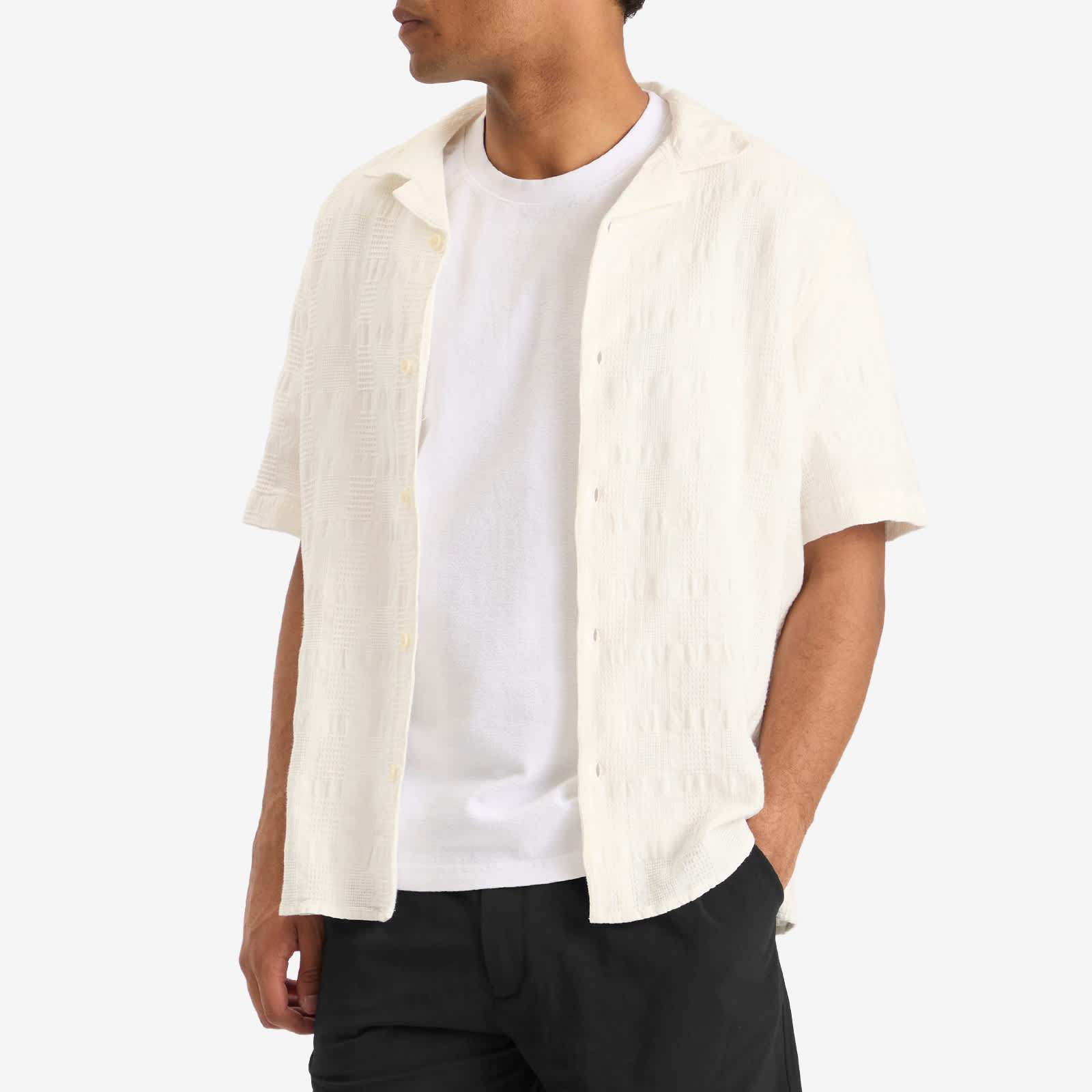 Wax London Didcot Seersucker Waffle Vacation Shirt