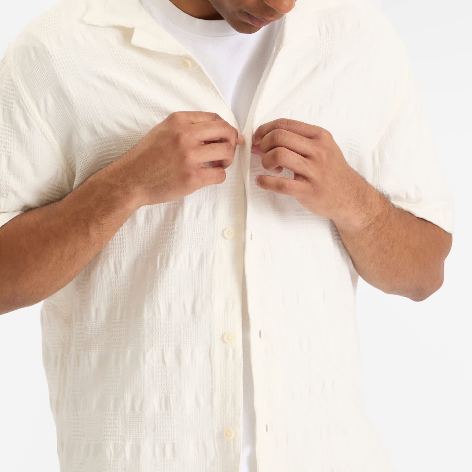 Wax London Didcot Seersucker Waffle Vacation Shirt
