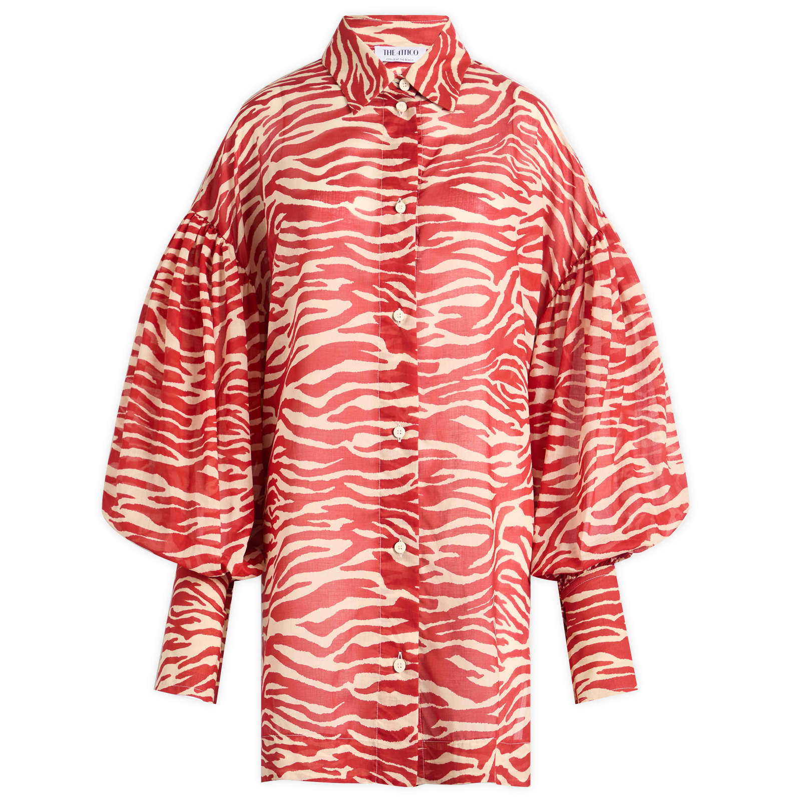 The Attico Zebra Print Shirt - Red & Milk