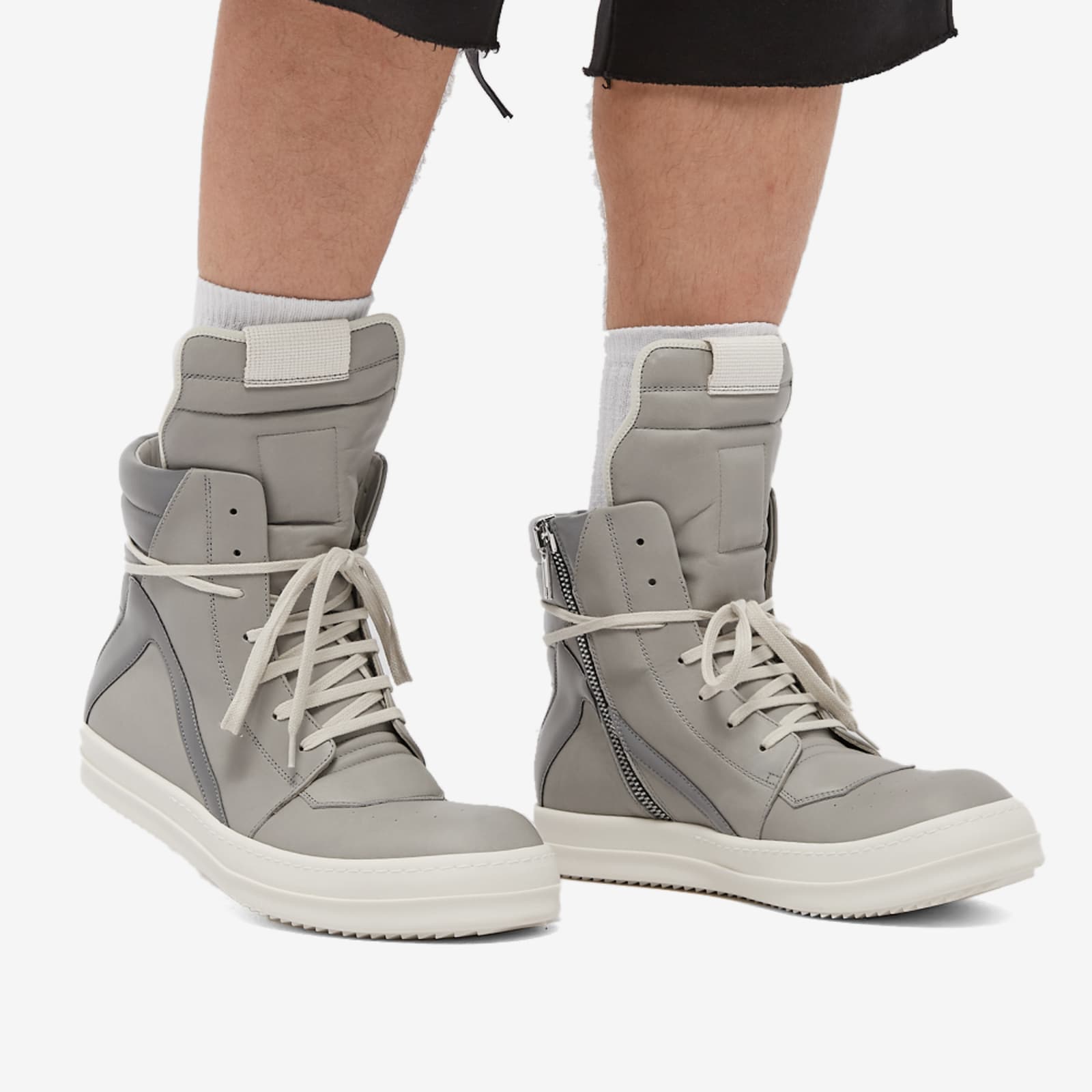 Rick Owens Pony Hair Geobasket Sneaker Pearl END.
