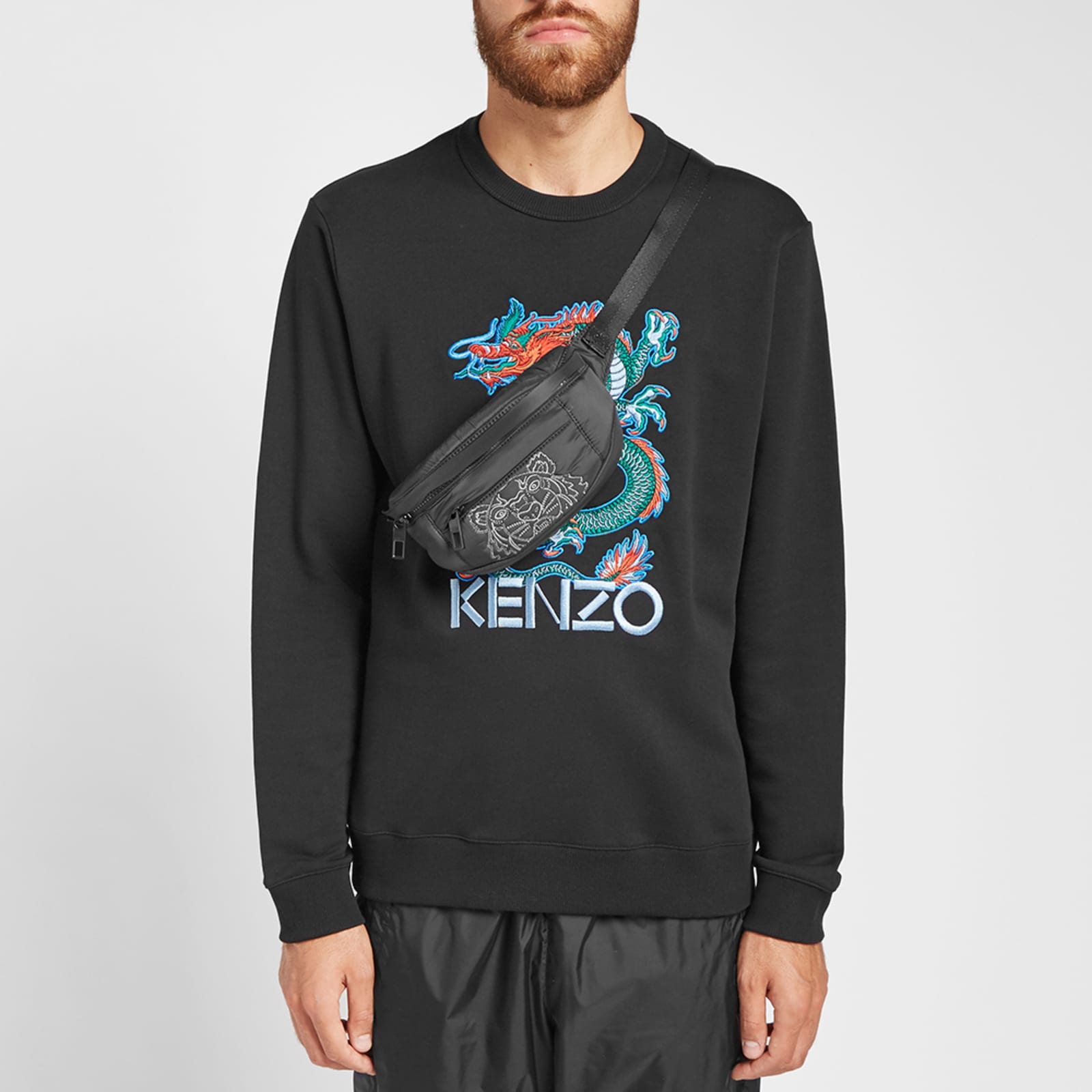 Kenzo Tiger Embroidered Nylon Waist Bag Black END. (US)