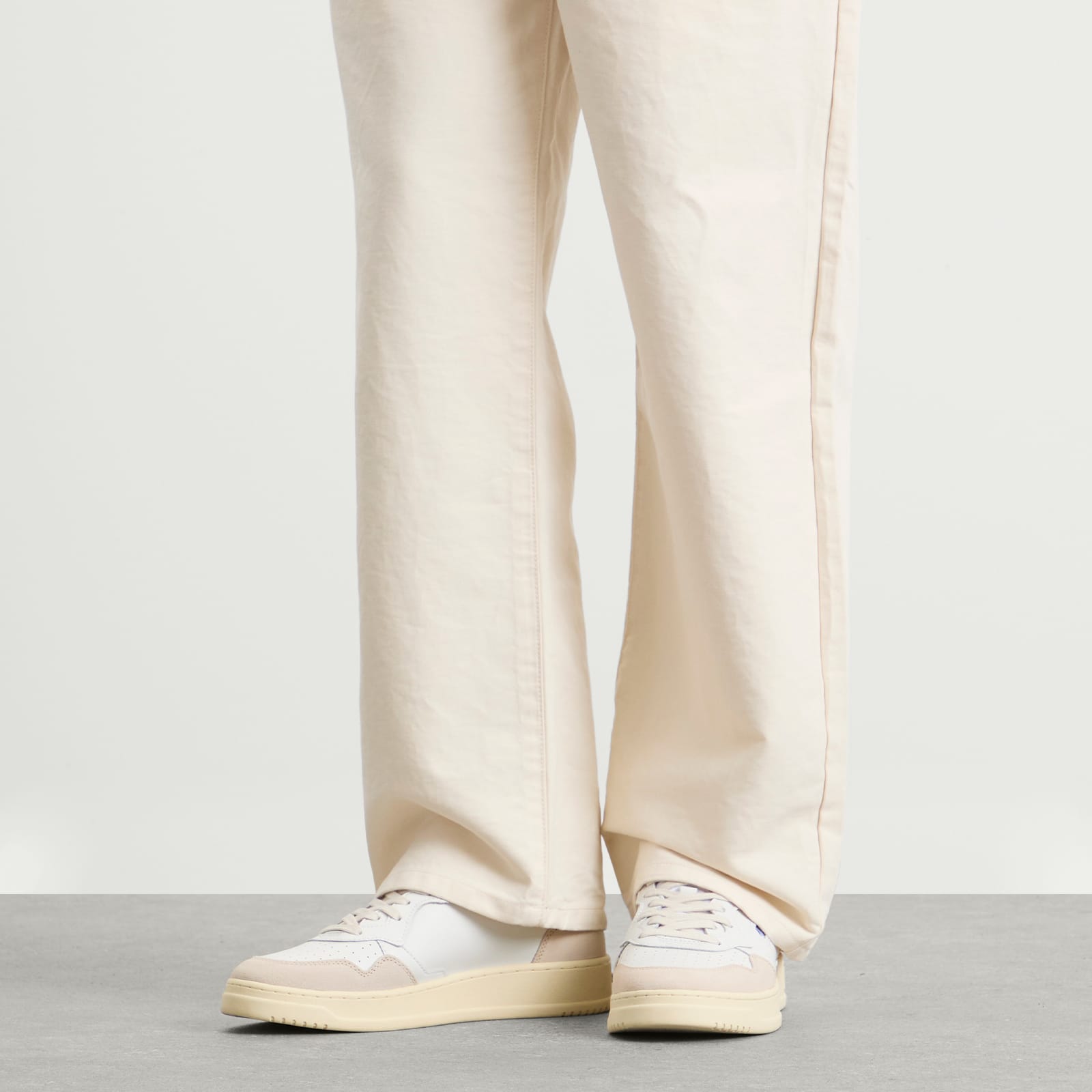 Autry Medalist Leather Suede Sneaker - Leather, Suede White & Black