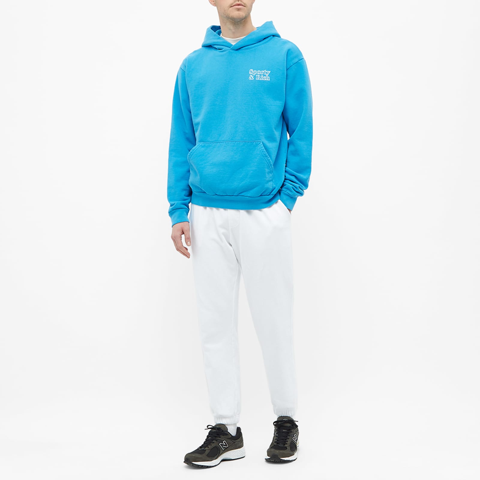 Sporty & Rich Fun Logo Hoodie - Ocean Blue & White