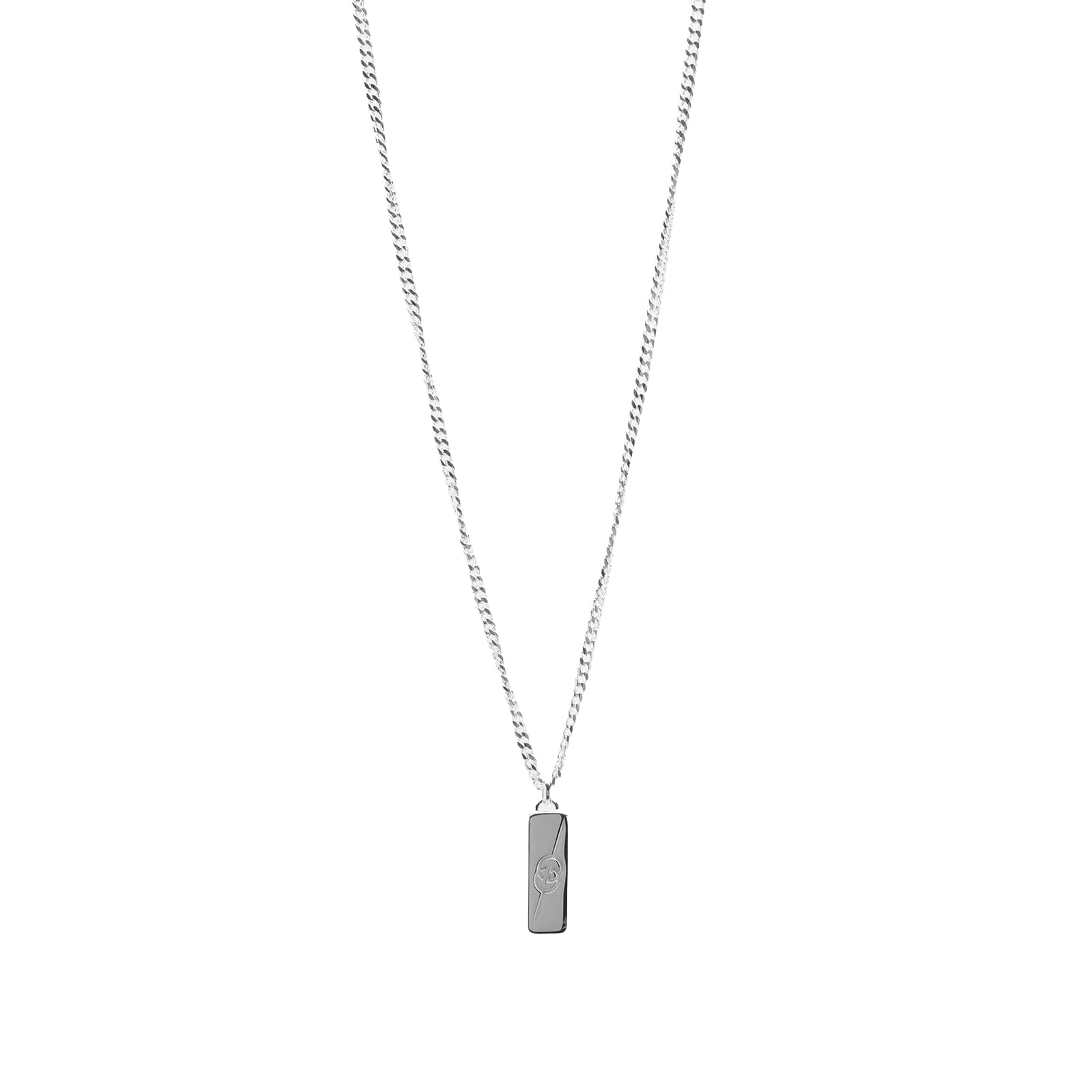 Gucci Tag Necklace - Silver