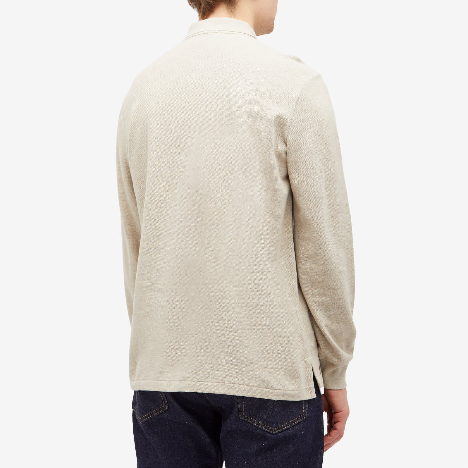 Polo Ralph Lauren Script Logo Long Sleeve Polo Tuscan Beige Heather ...