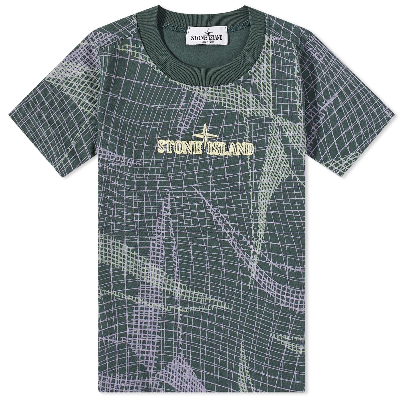 Stone Island Junior Net Graphic Logo Tee Bottle Green END. (Global)