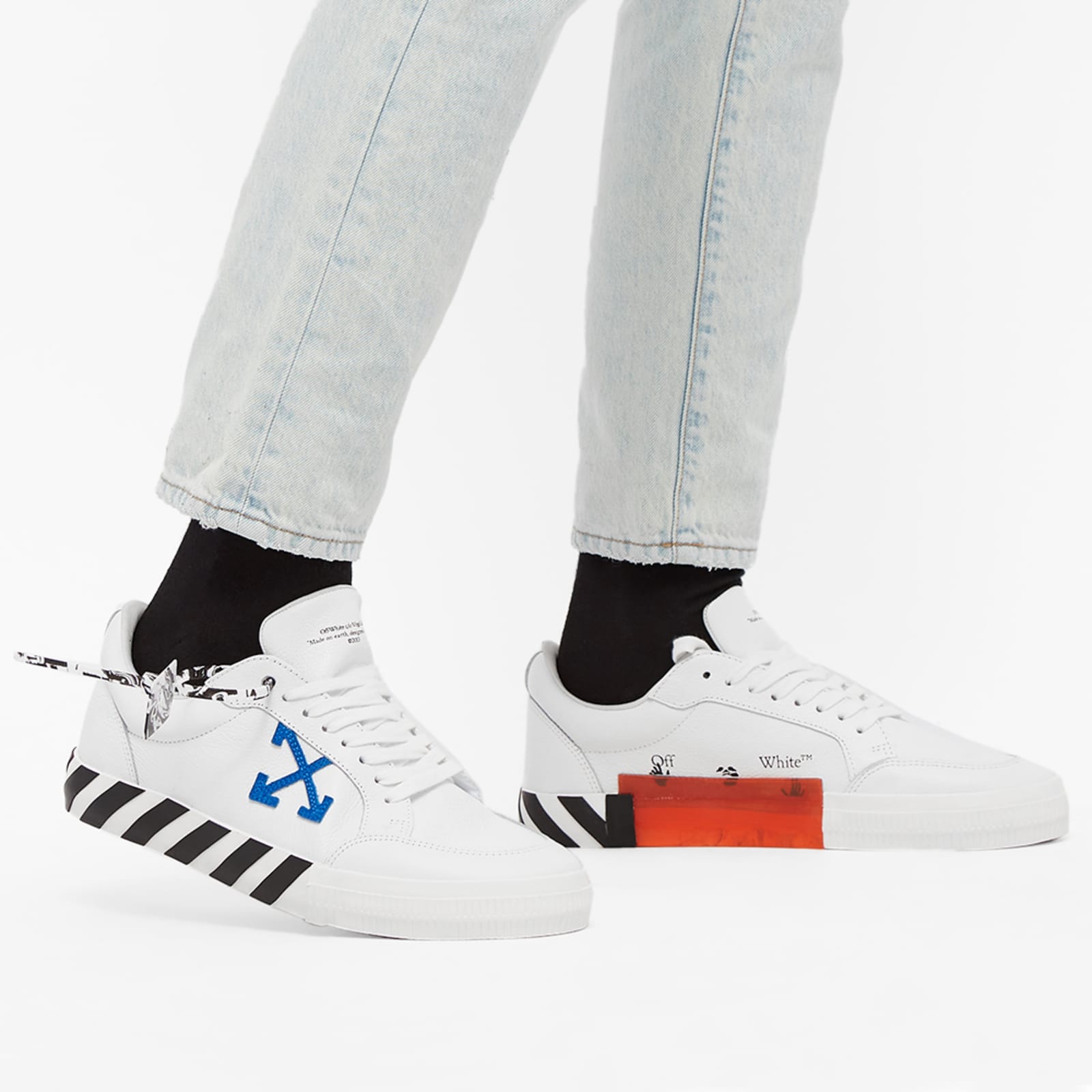 Off-White Low Vulcanized Calf Leather - White & Blue