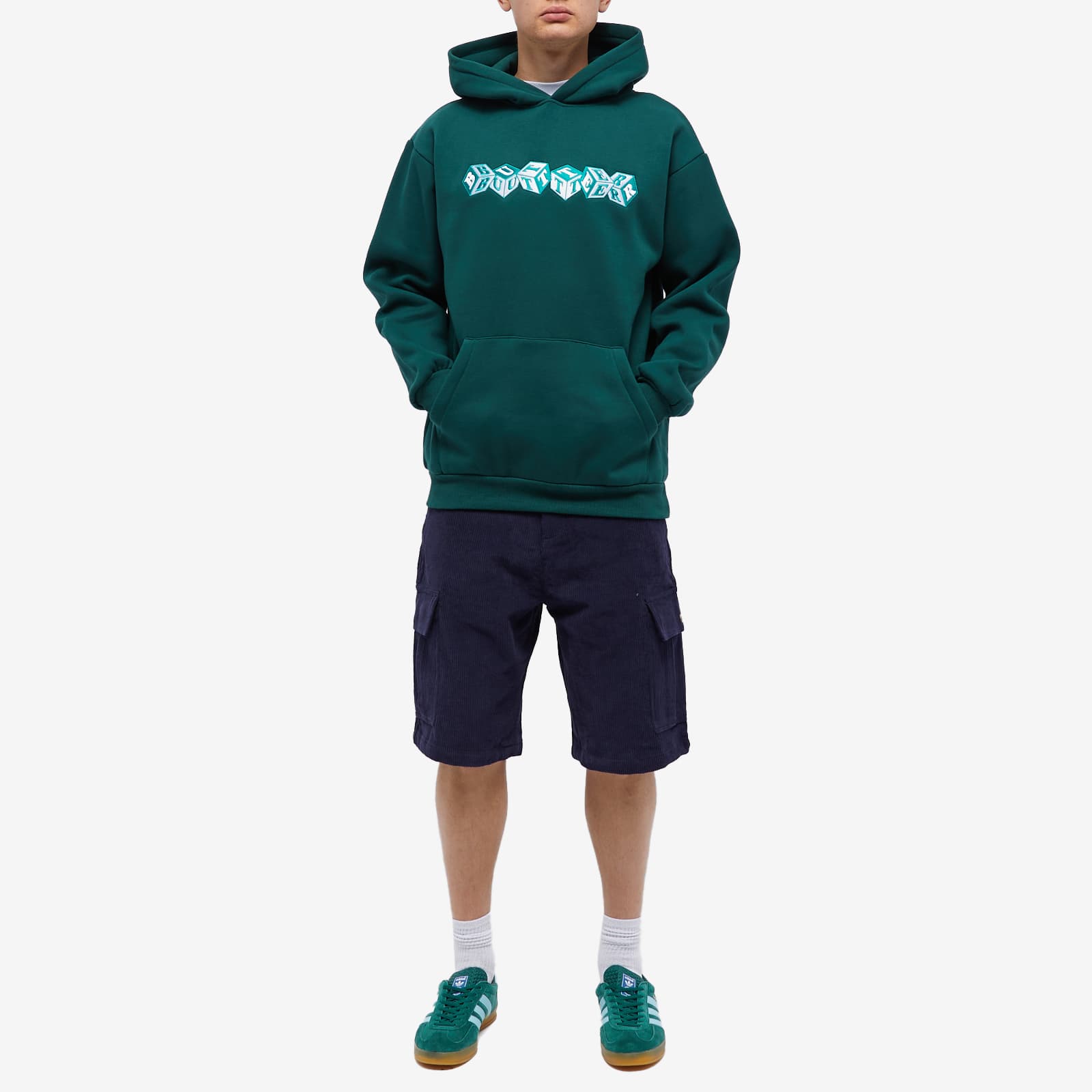 Butter Goods Embroidered Cubes Hoodie Forest Green END. (US)