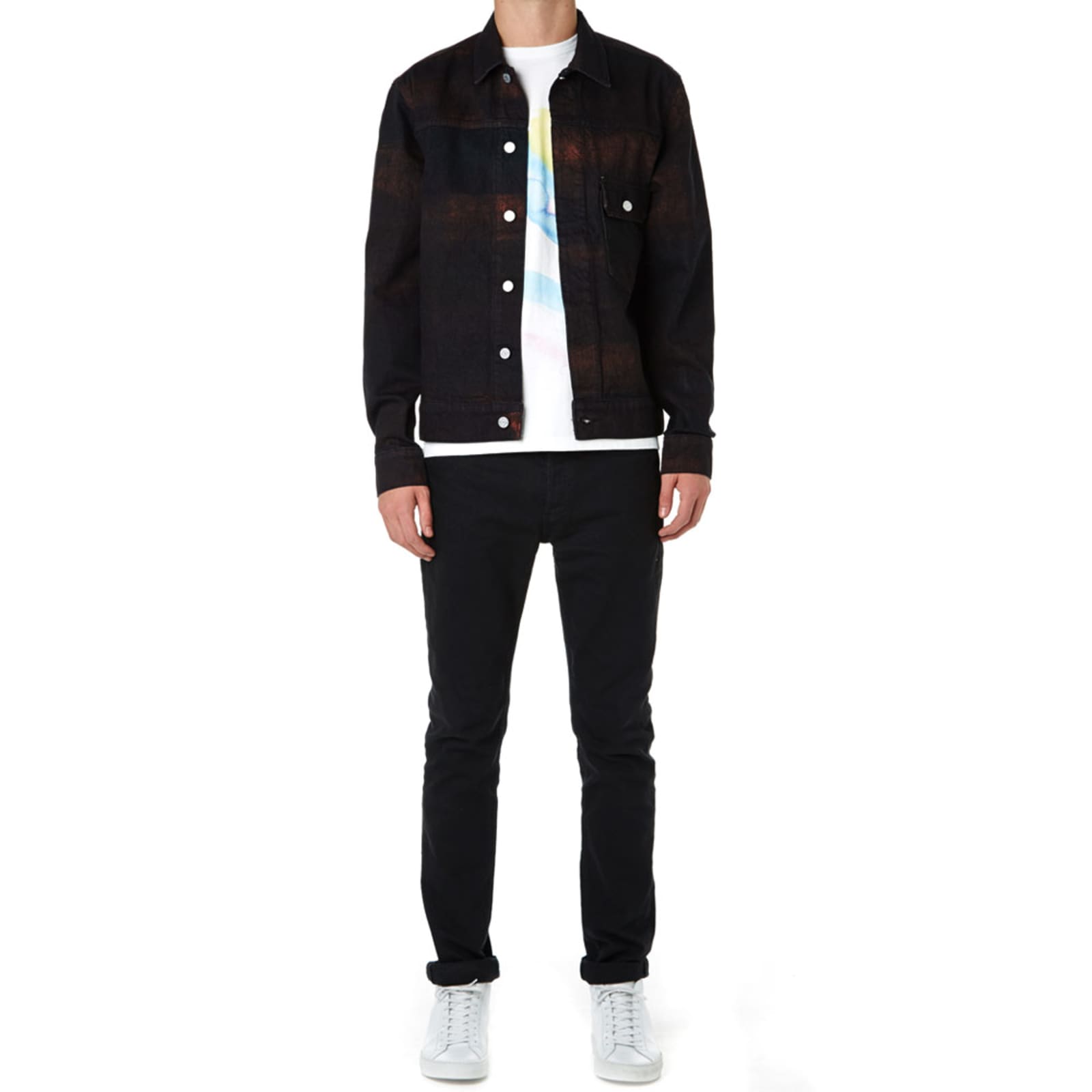 Our Legacy Hidden Button Jean Jacket Handprinted Black Dawn END.