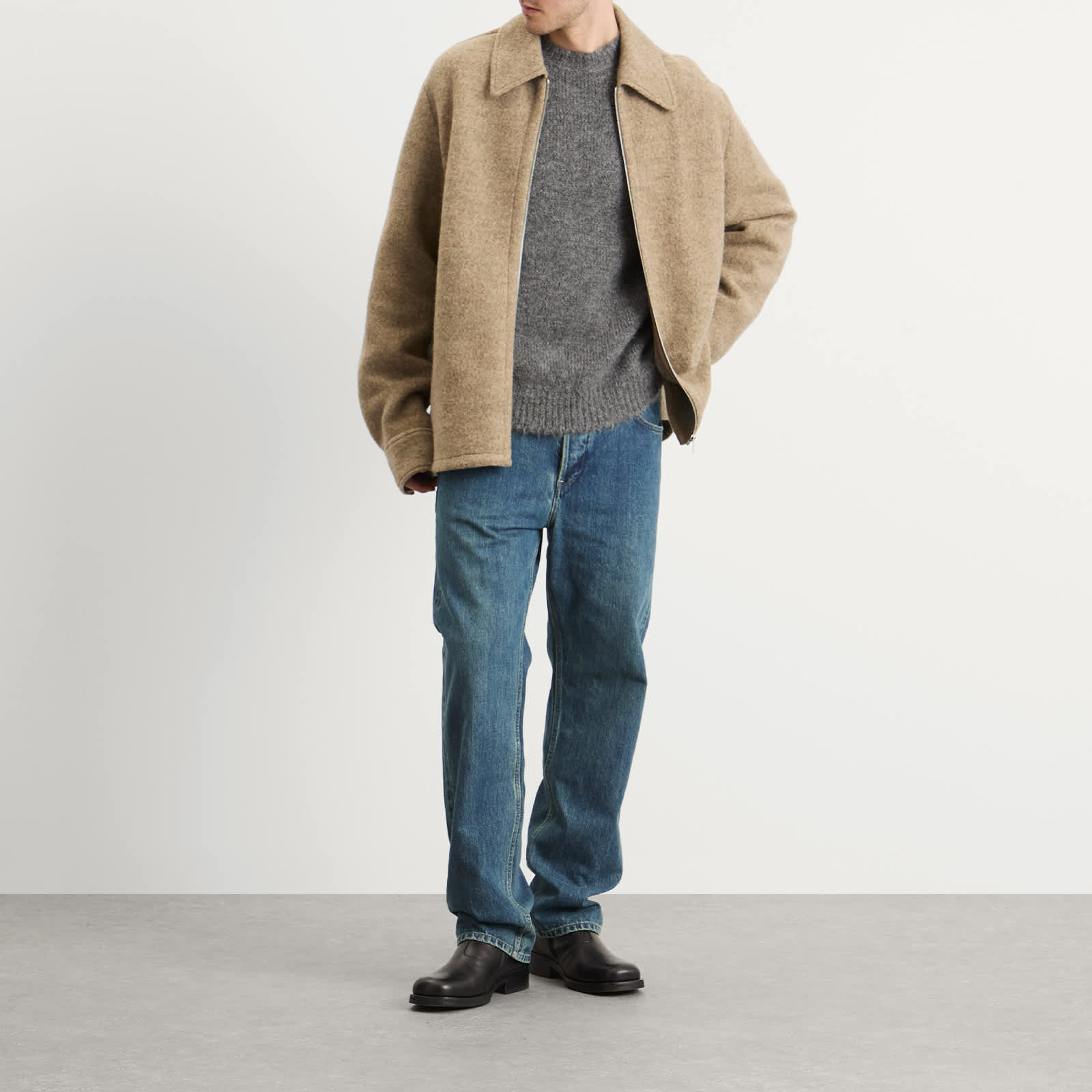 Jil Sander Felted Wool Melange Zip Up
