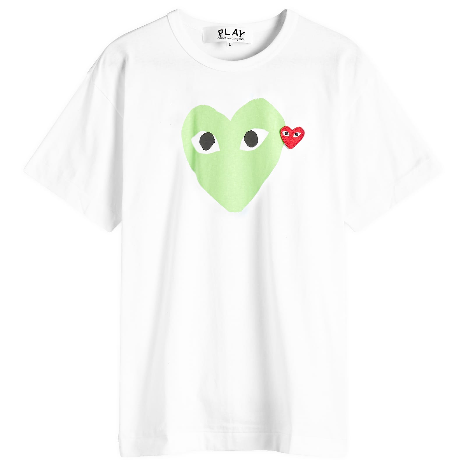 Comme des Garçons Play Red Heart Colour Heart T-Shirt - White, Red & Green